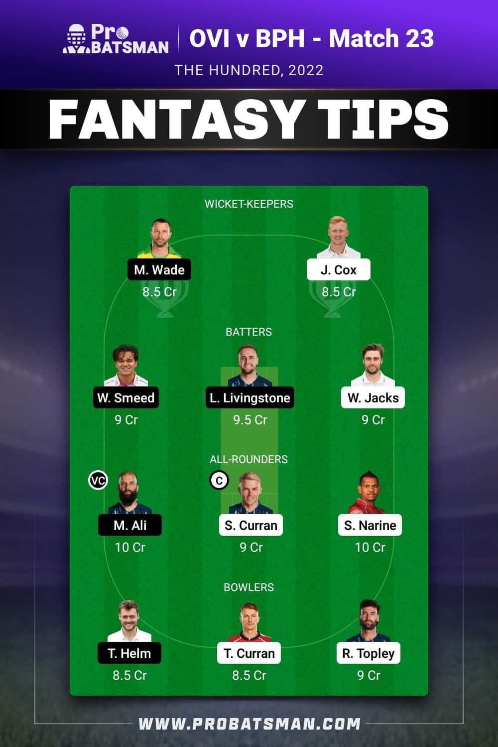 OVI vs BPH Dream11 Prediction - Fantasy Team 2