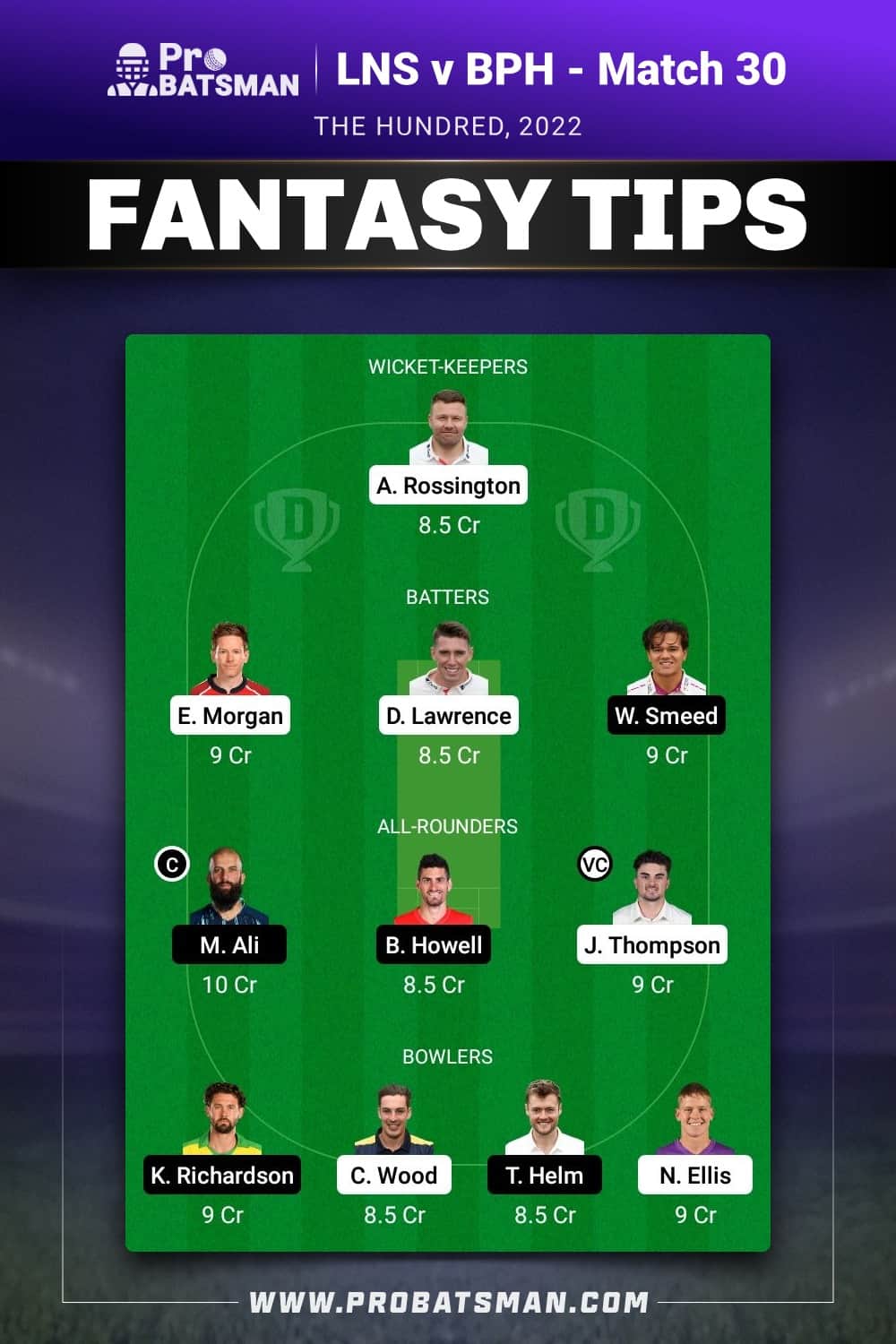 LNS vs BPH Dream11 Prediction - Fantasy Team 1