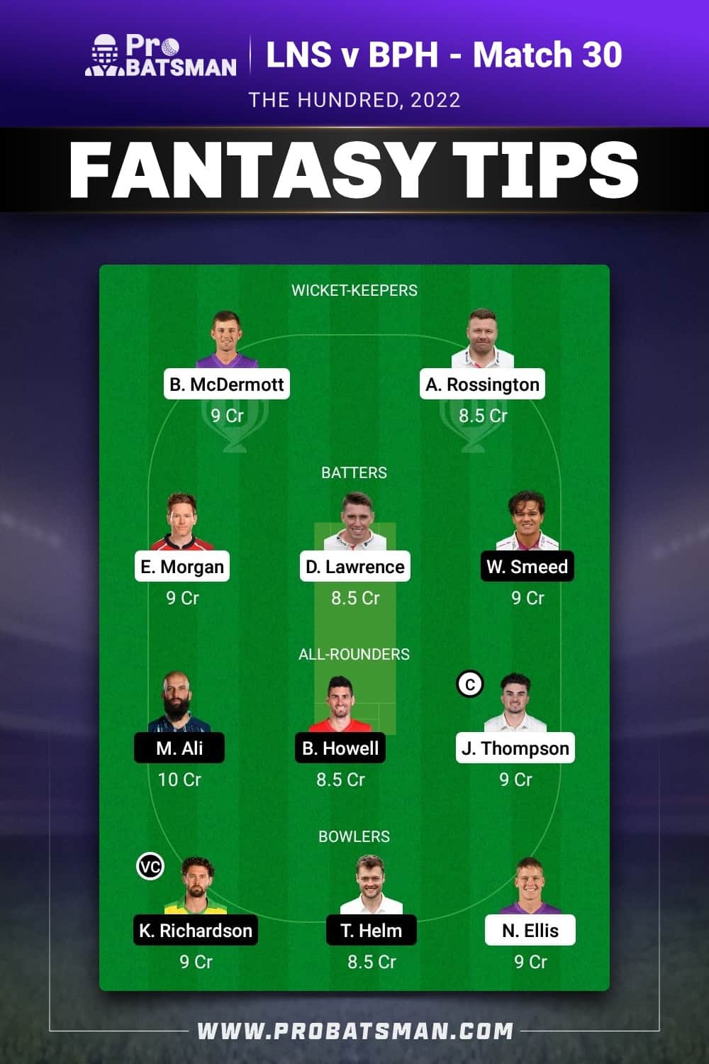 LNS vs BPH Dream11 Prediction - Fantasy Team 2 LNS vs BPH Dream11 Prediction - Fantasy Team 2