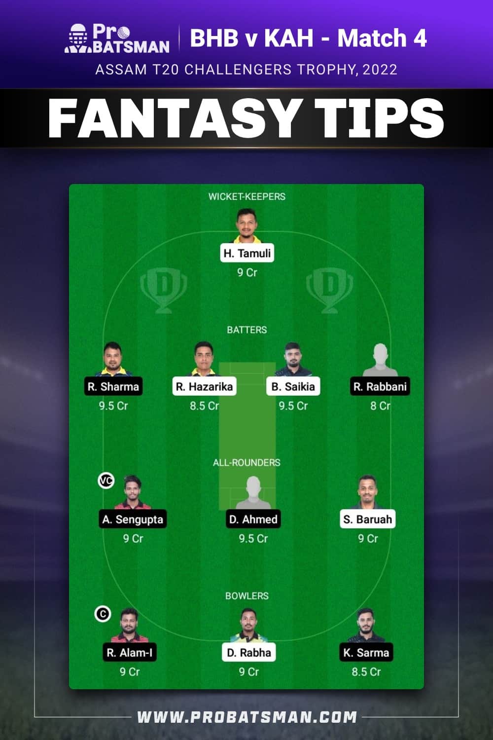 BHB vs KAH Dream11 Prediction - Fantasy Team 2