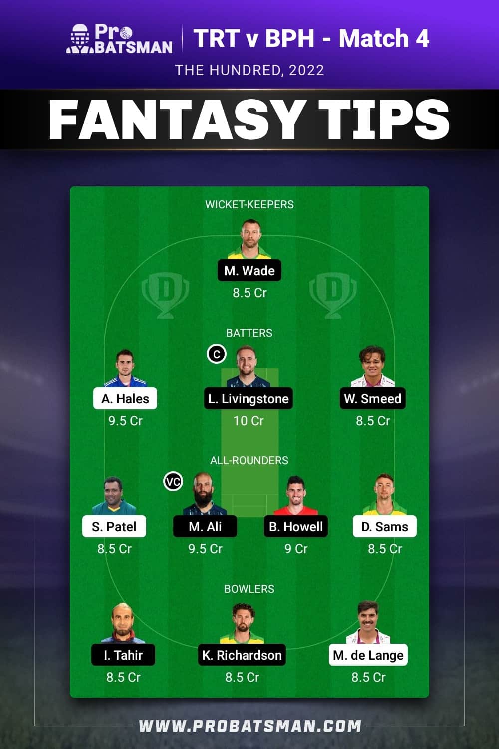 TRT vs BPH Dream11 Prediction - Fantasy Team 2