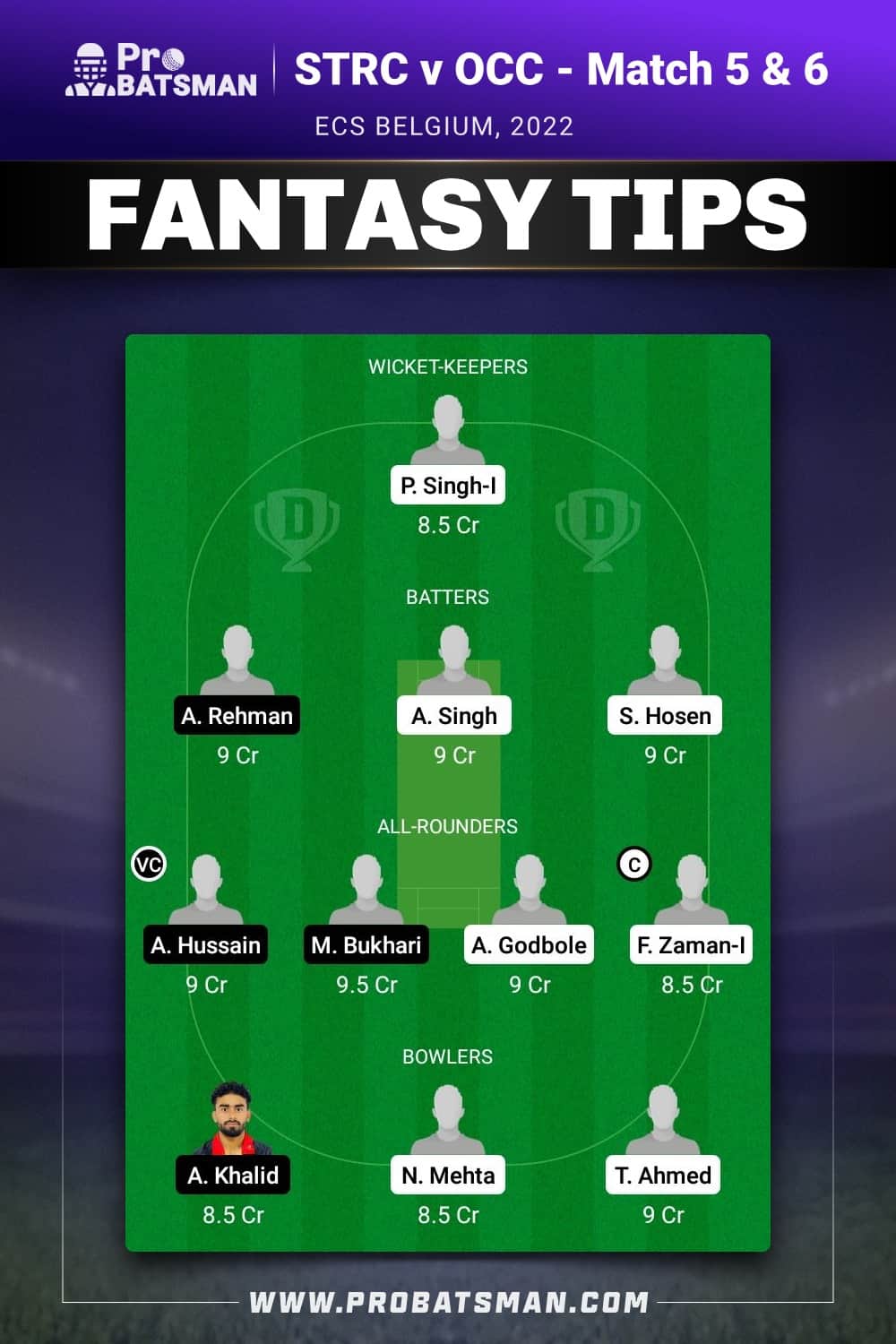 STRC vs OCC Dream11 Prediction - Fantasy Team 1 STRC vs OCC Dream11 Prediction - Fantasy Team 1