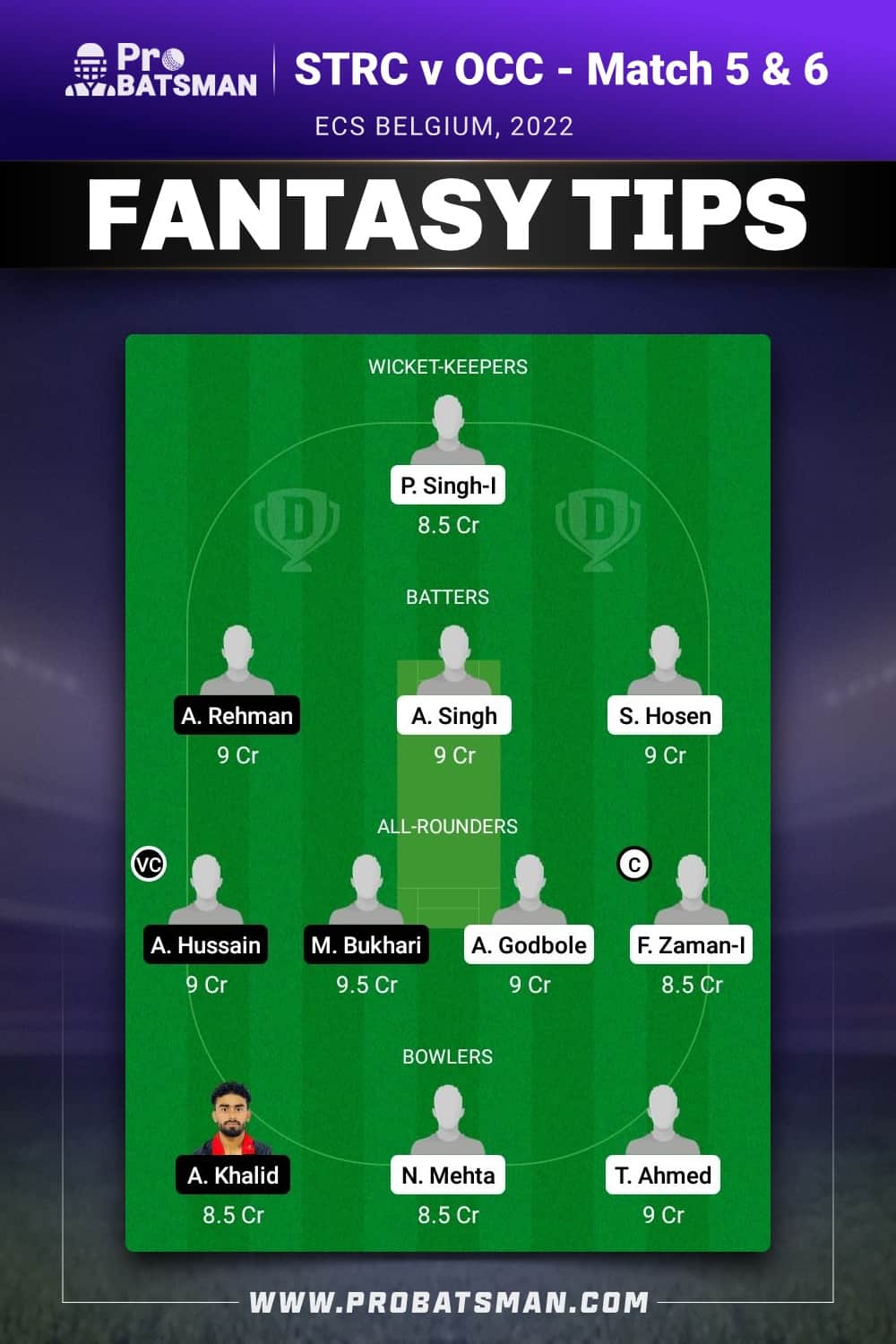 STRC vs OCC Dream11 Prediction - Fantasy Team 1