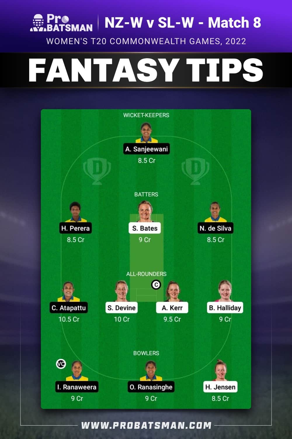 NZ-W vs SL-W Dream11 Prediction - Fantasy Team 2