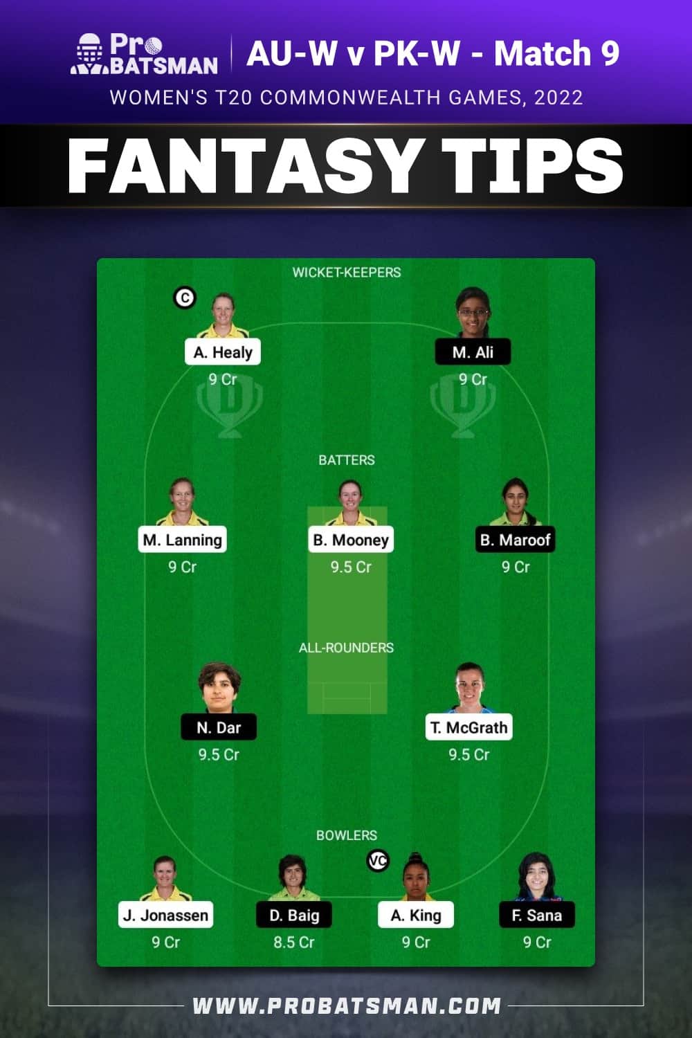 AU-W vs PK-W Dream11 Prediction - Fantasy Team 2