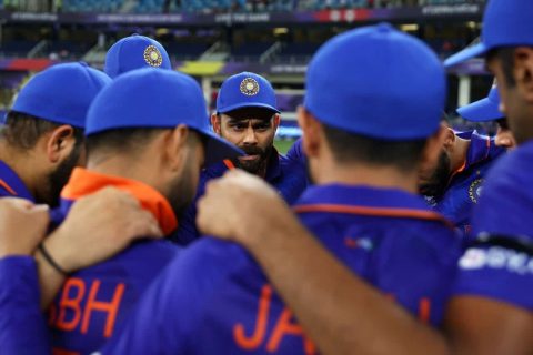 Virat Kohli in Team India Huddle