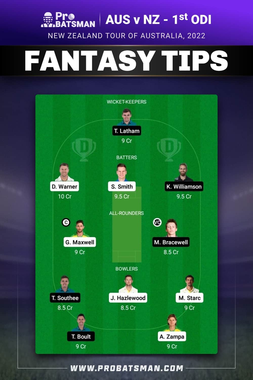 AUS vs NZ Dream11 Prediction - Fantasy Team 2