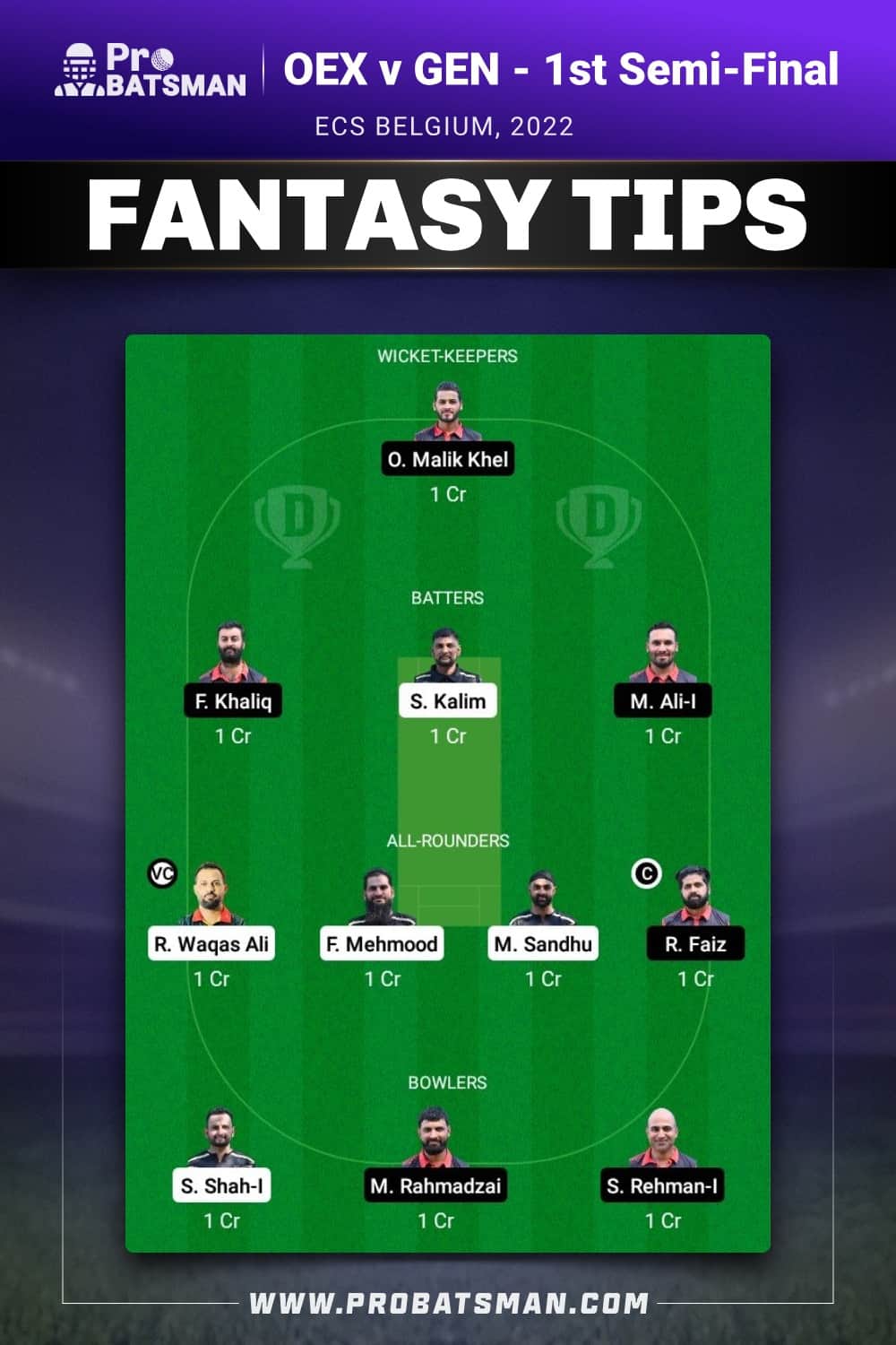 OEX vs GEN Dream11 Prediction - Fantasy Team 1 OEX vs GEN Dream11 Prediction - Fantasy Team 1