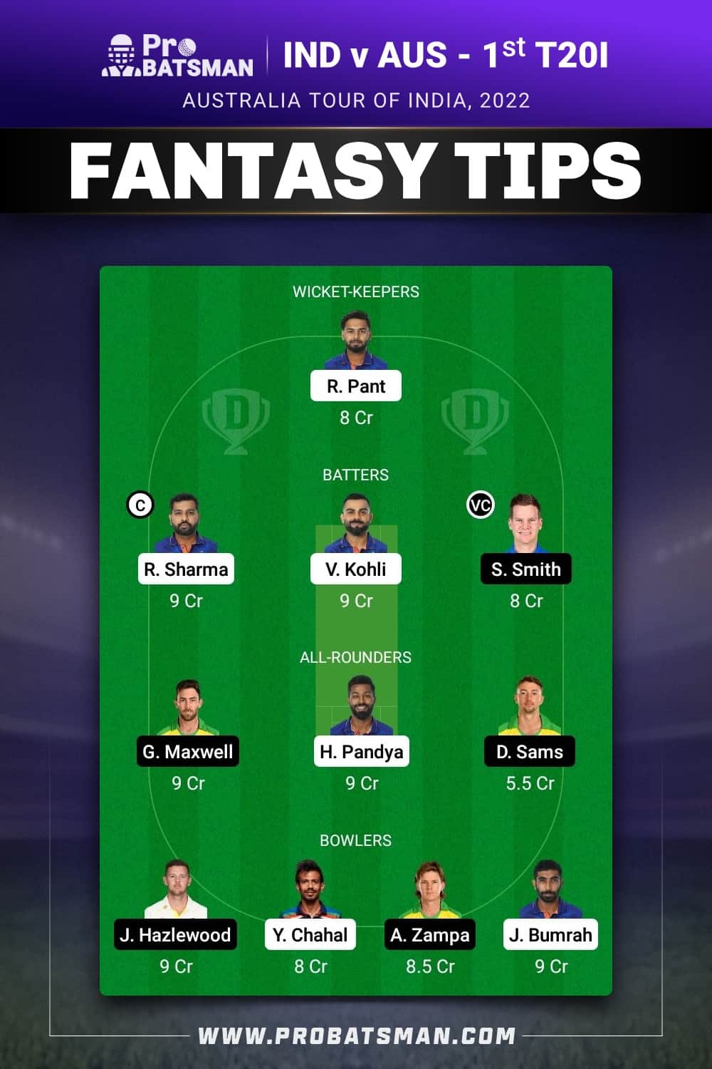 IND vs AUS Dream11 Prediction - Fantasy Team 2