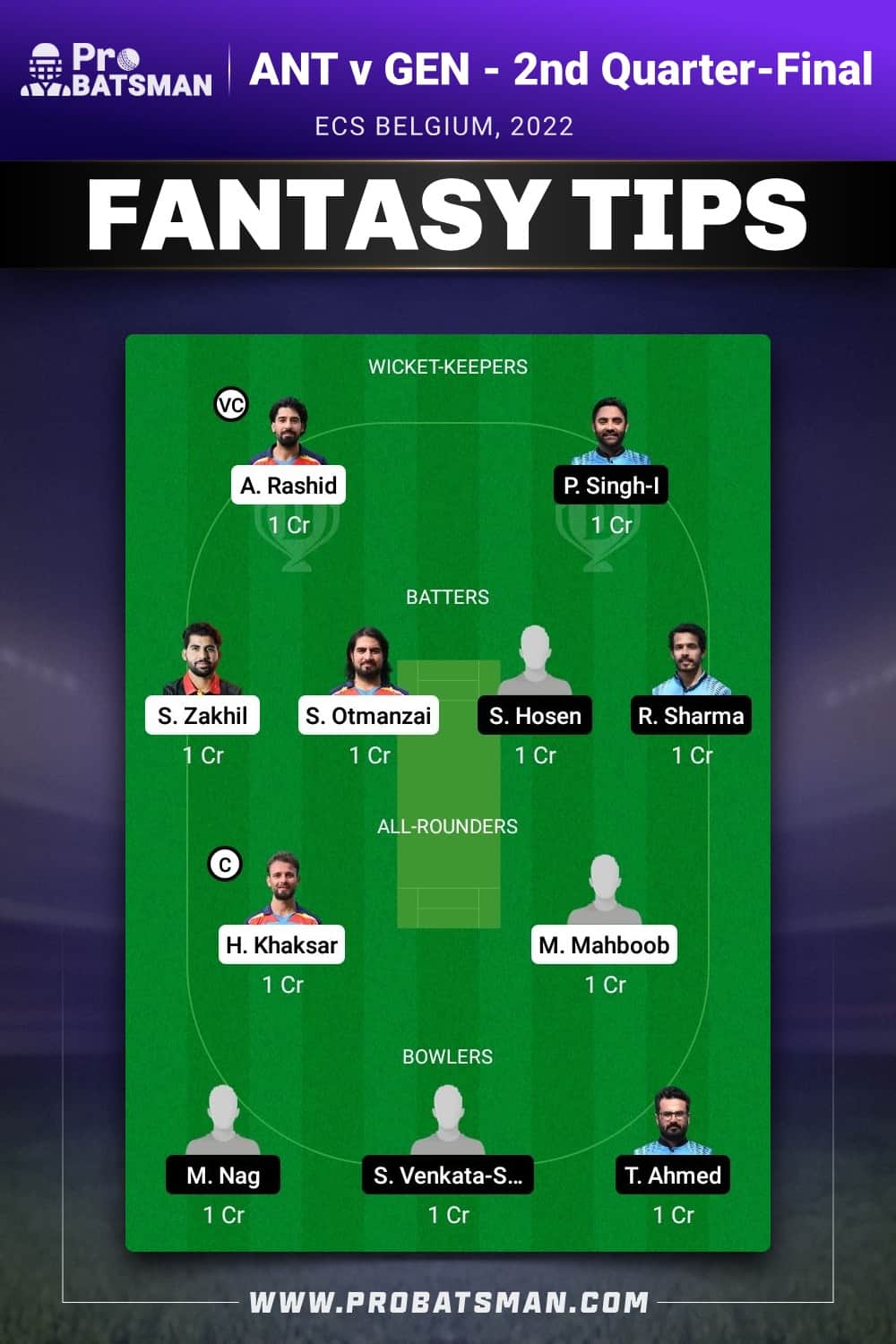 BEV vs STRC Dream11 Prediction - Fantasy Team 1