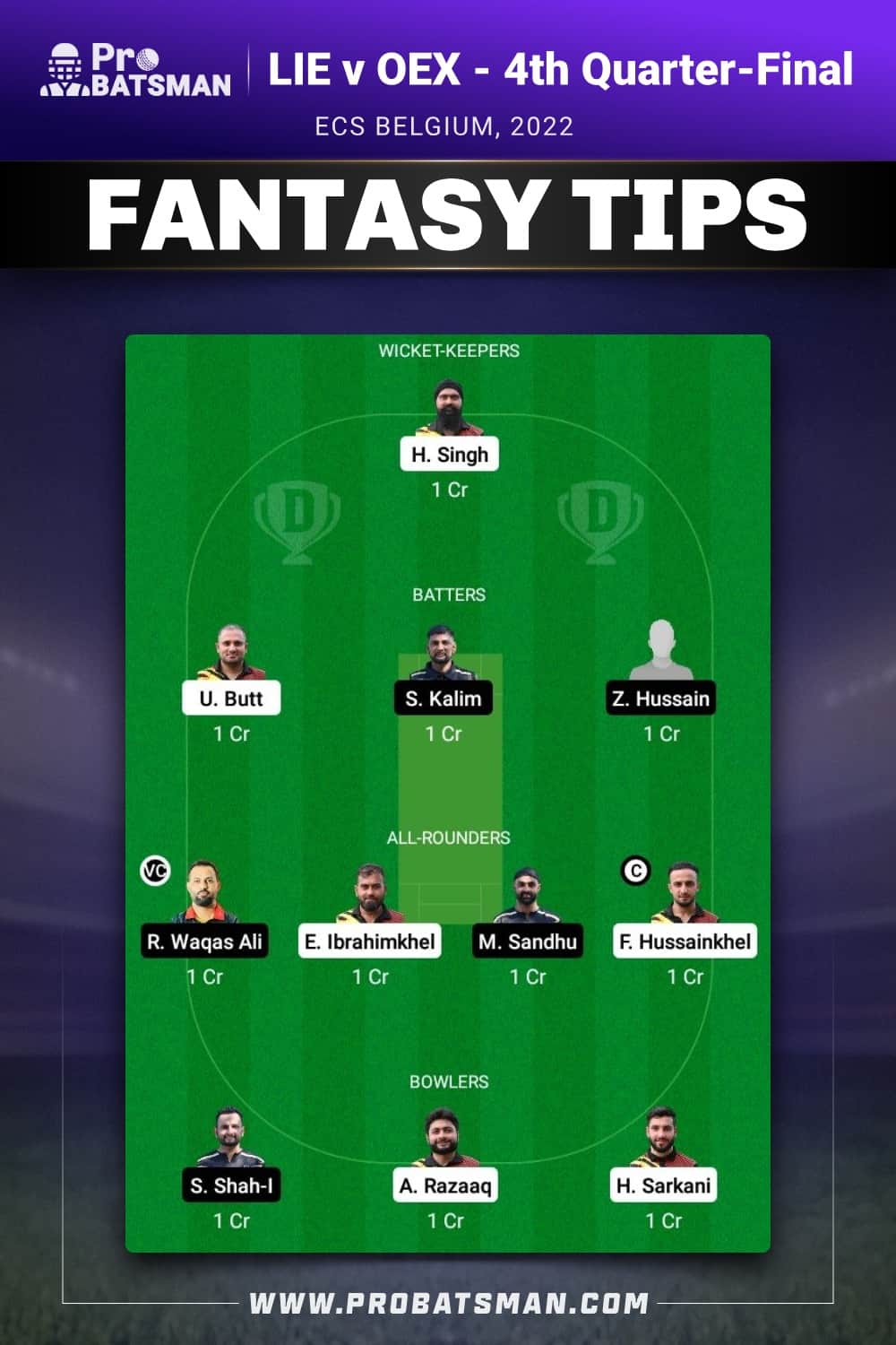 LIE vs OEX Dream11 Prediction - Fantasy Team 1