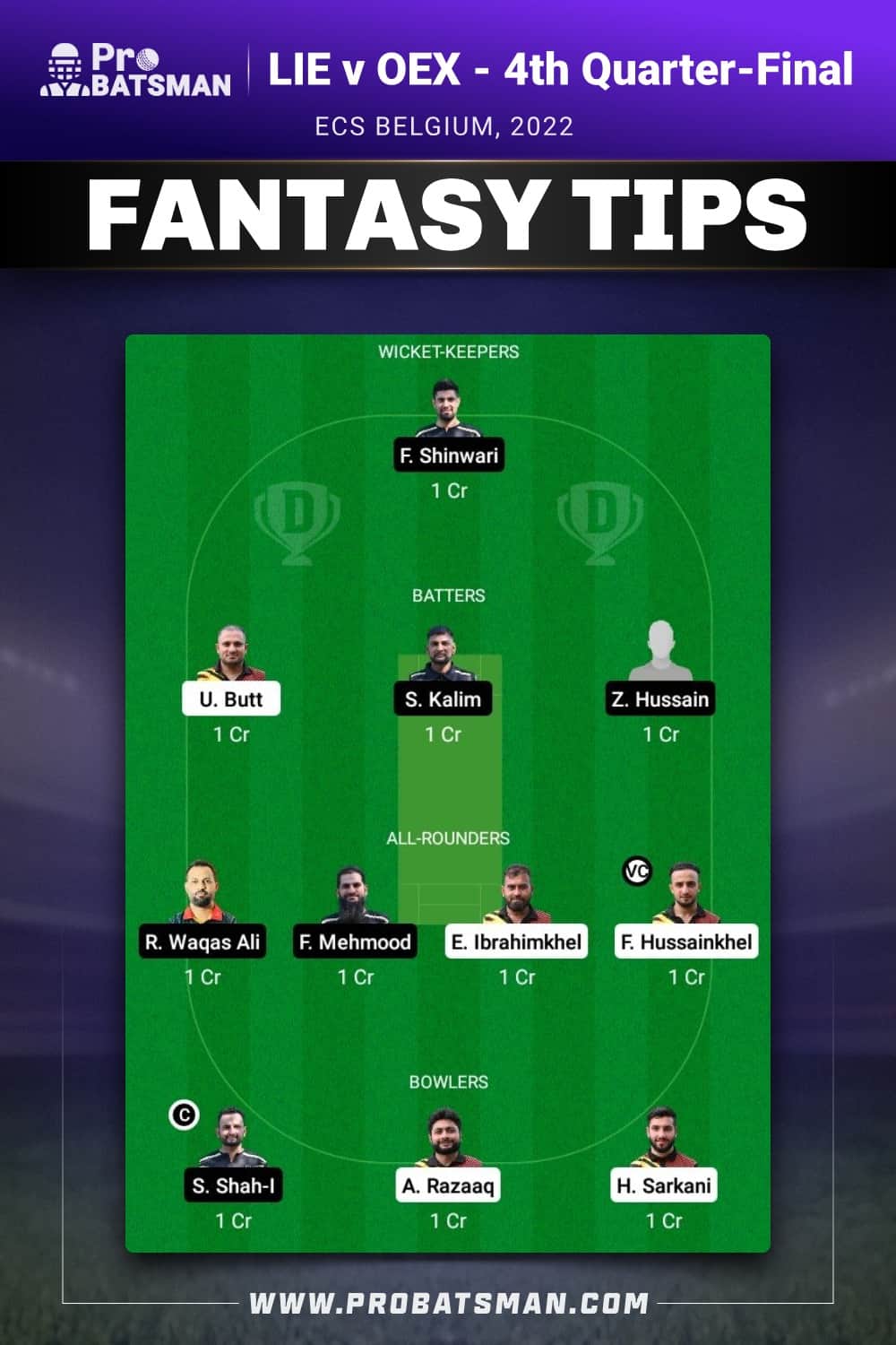 LIE vs OEX Dream11 Prediction - Fantasy Team 2