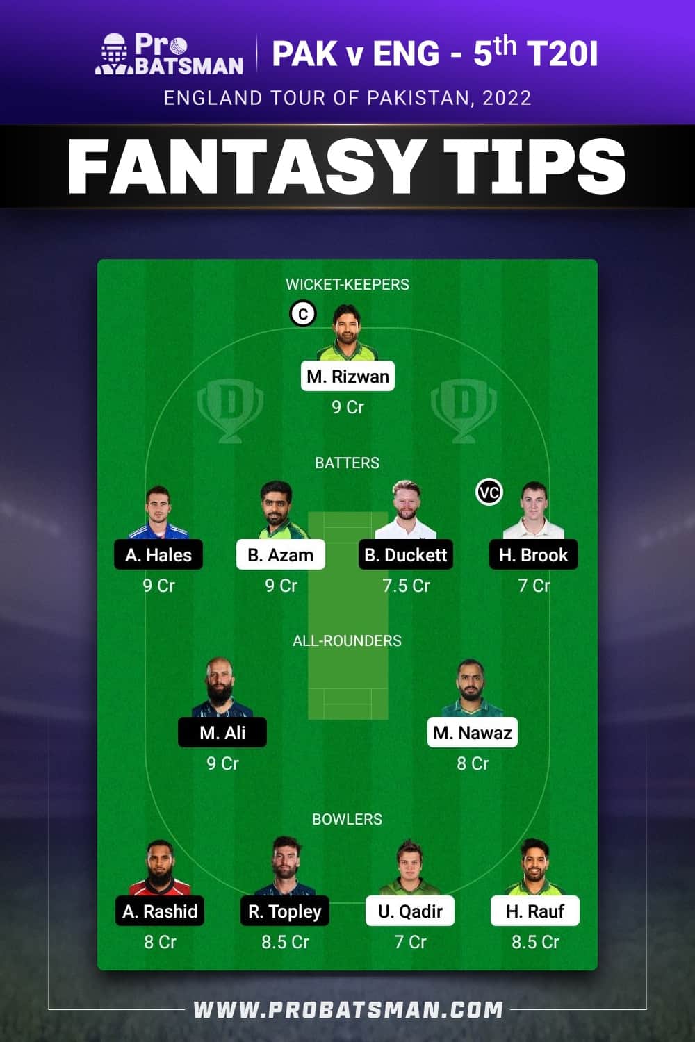 PAK vs ENG Dream11 Prediction - Fantasy Team 1