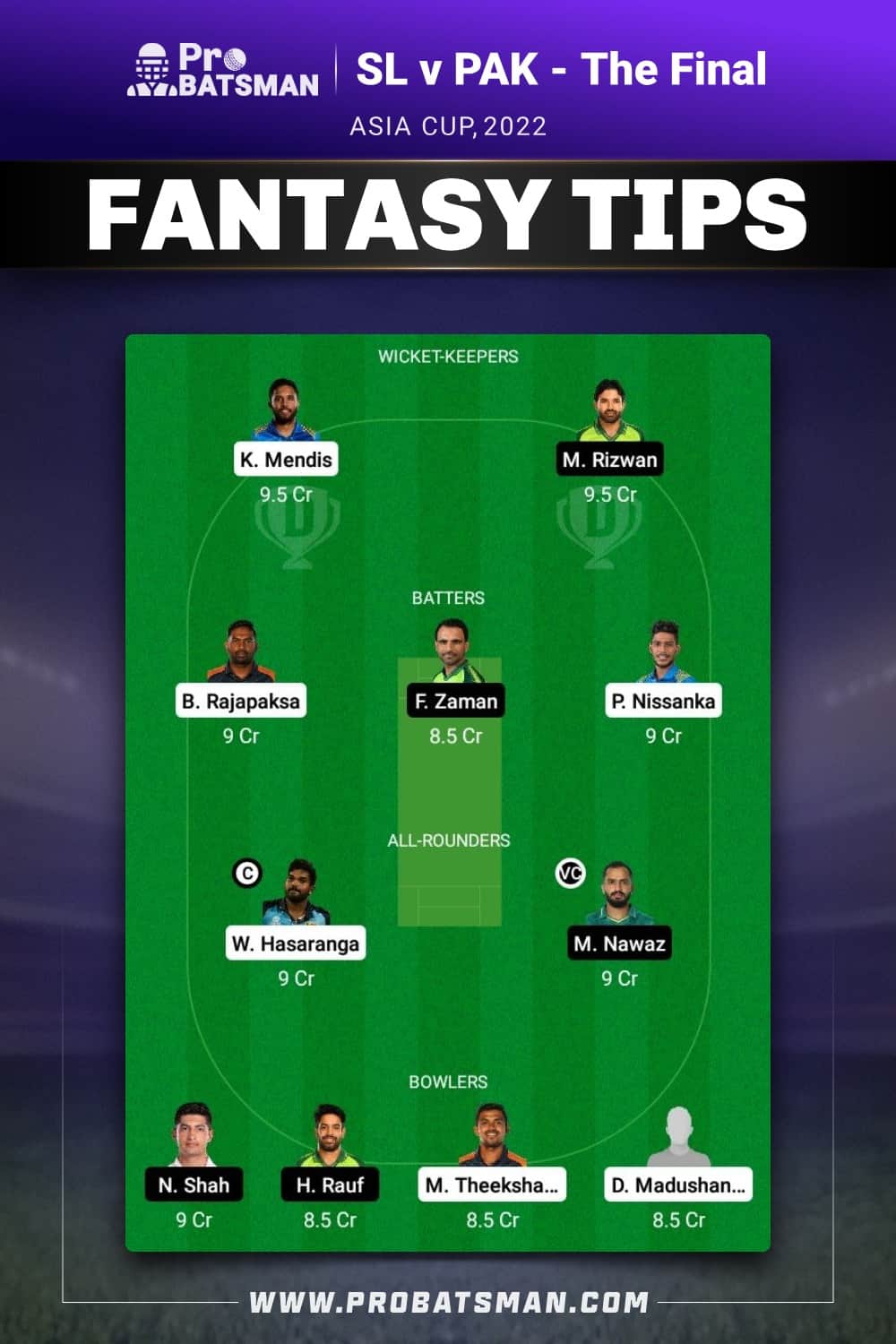 SL vs PAK Dream11 Prediction - Fantasy Team 2