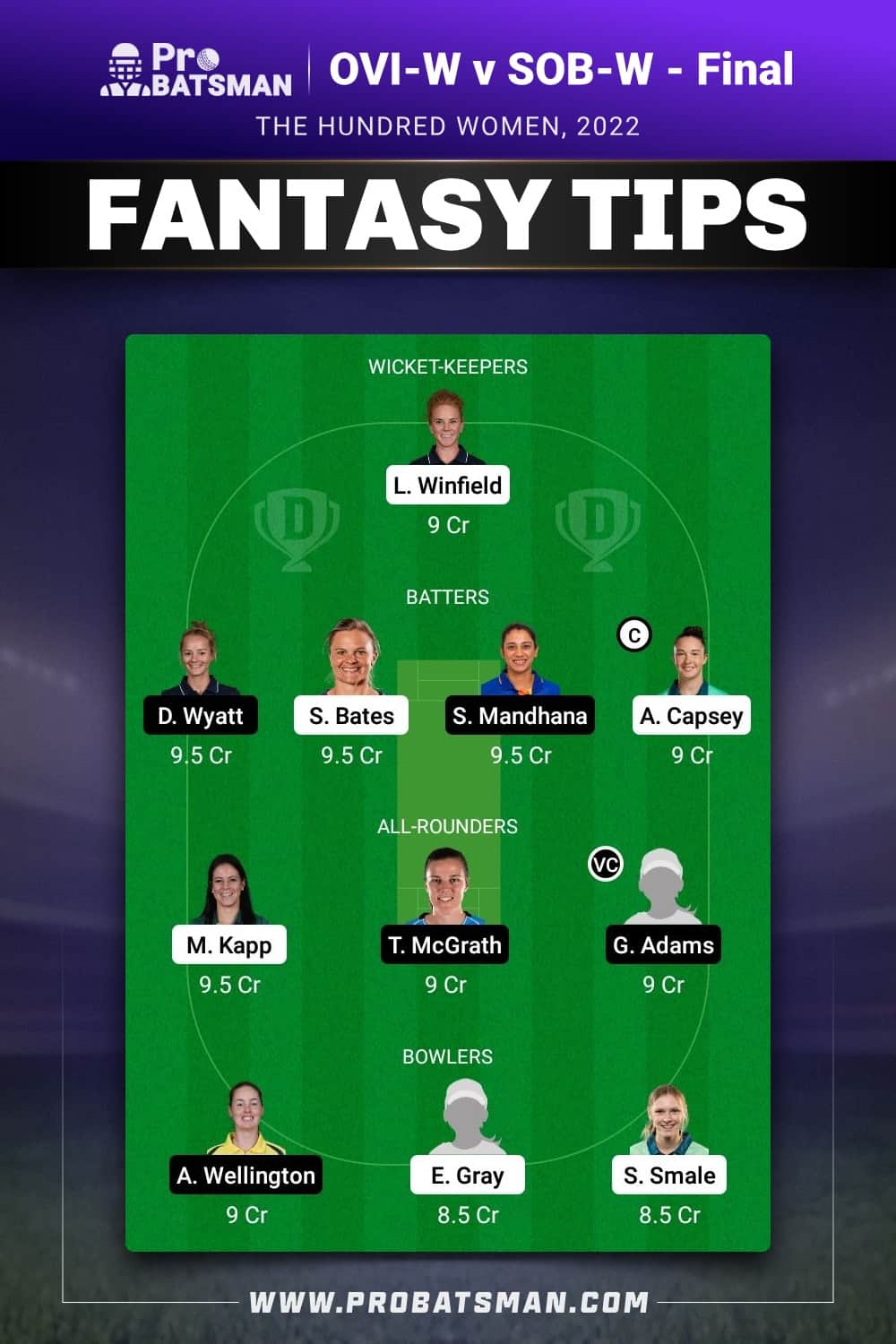 OVI-W vs SOB-W Dream11 Prediction - Fantasy Team 1