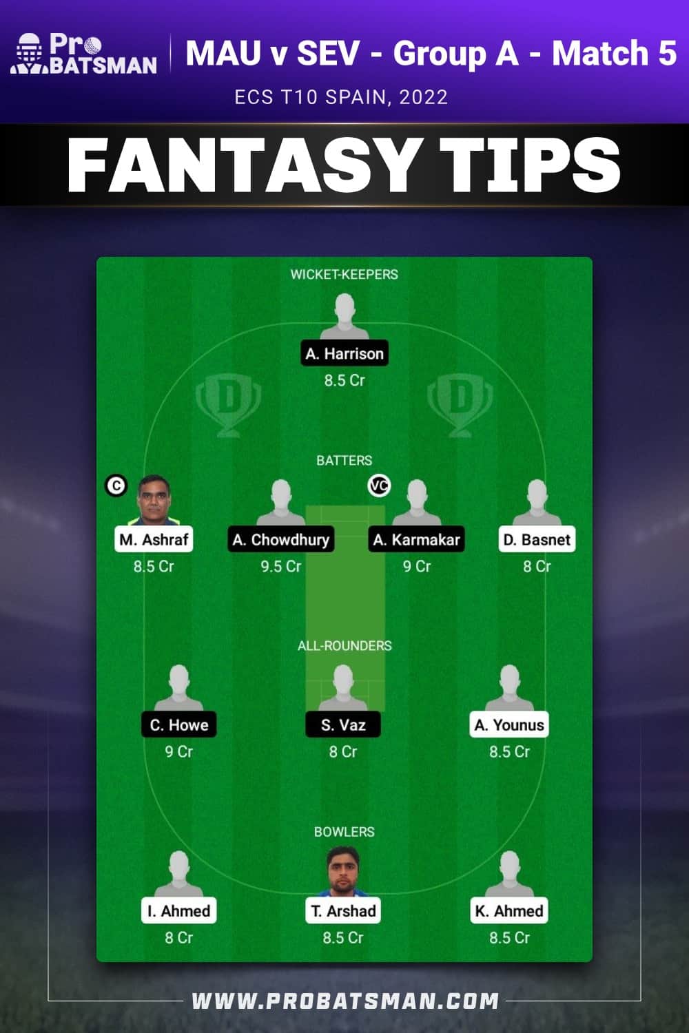 MAU vs SEV Dream11 Prediction - Fantasy Team 2