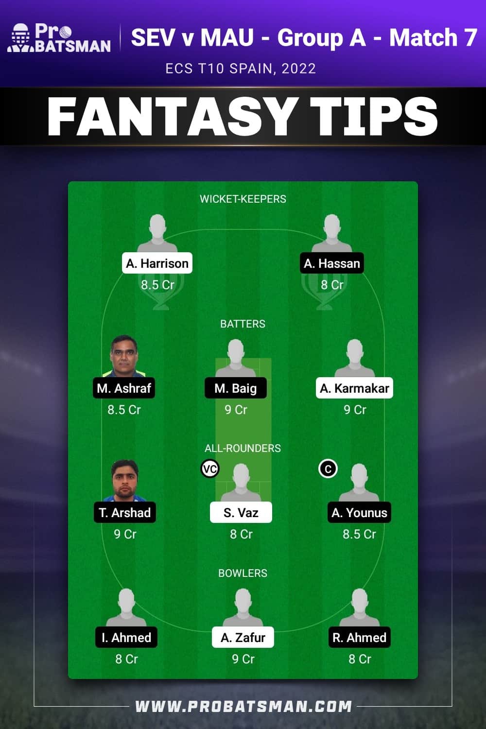 SEV vs MAU Dream11 Prediction - Fantasy Team 1