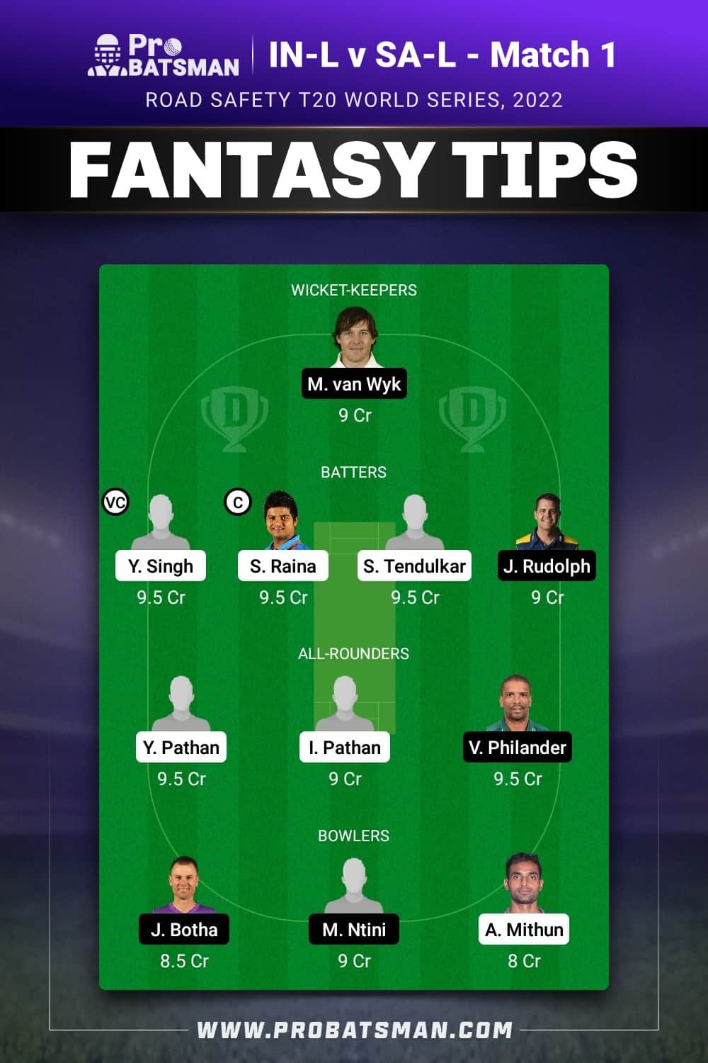 IN-L vs SA-L Dream11 Prediction - Fantasy Team 1