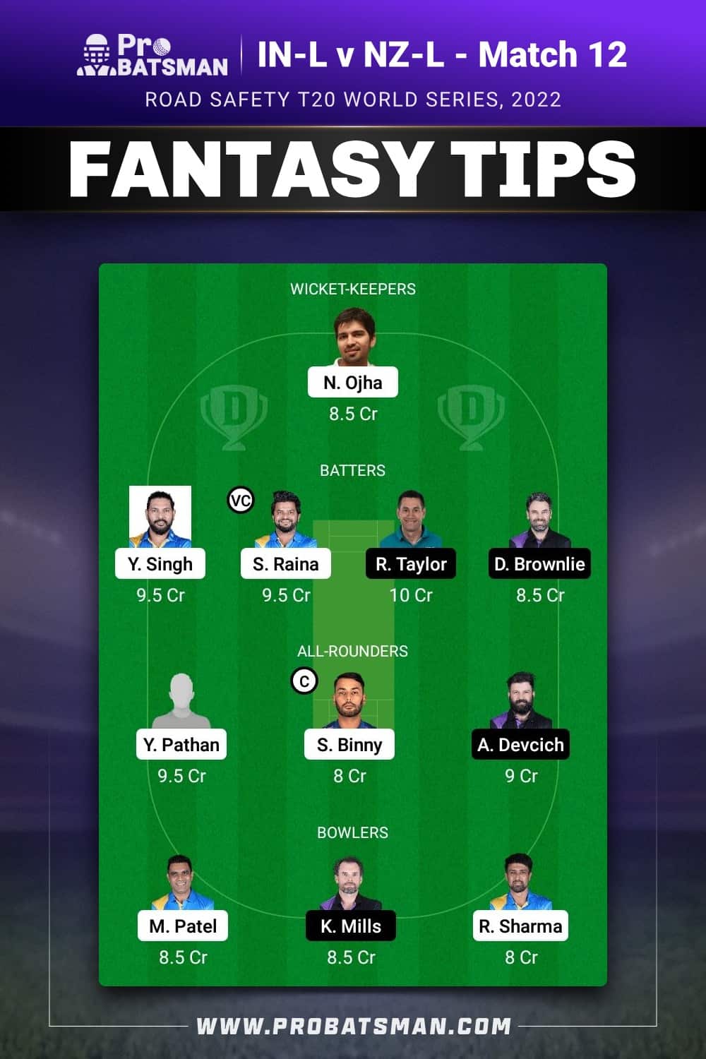 IN-L vs NZ-L Dream11 Prediction - Fantasy Team 1