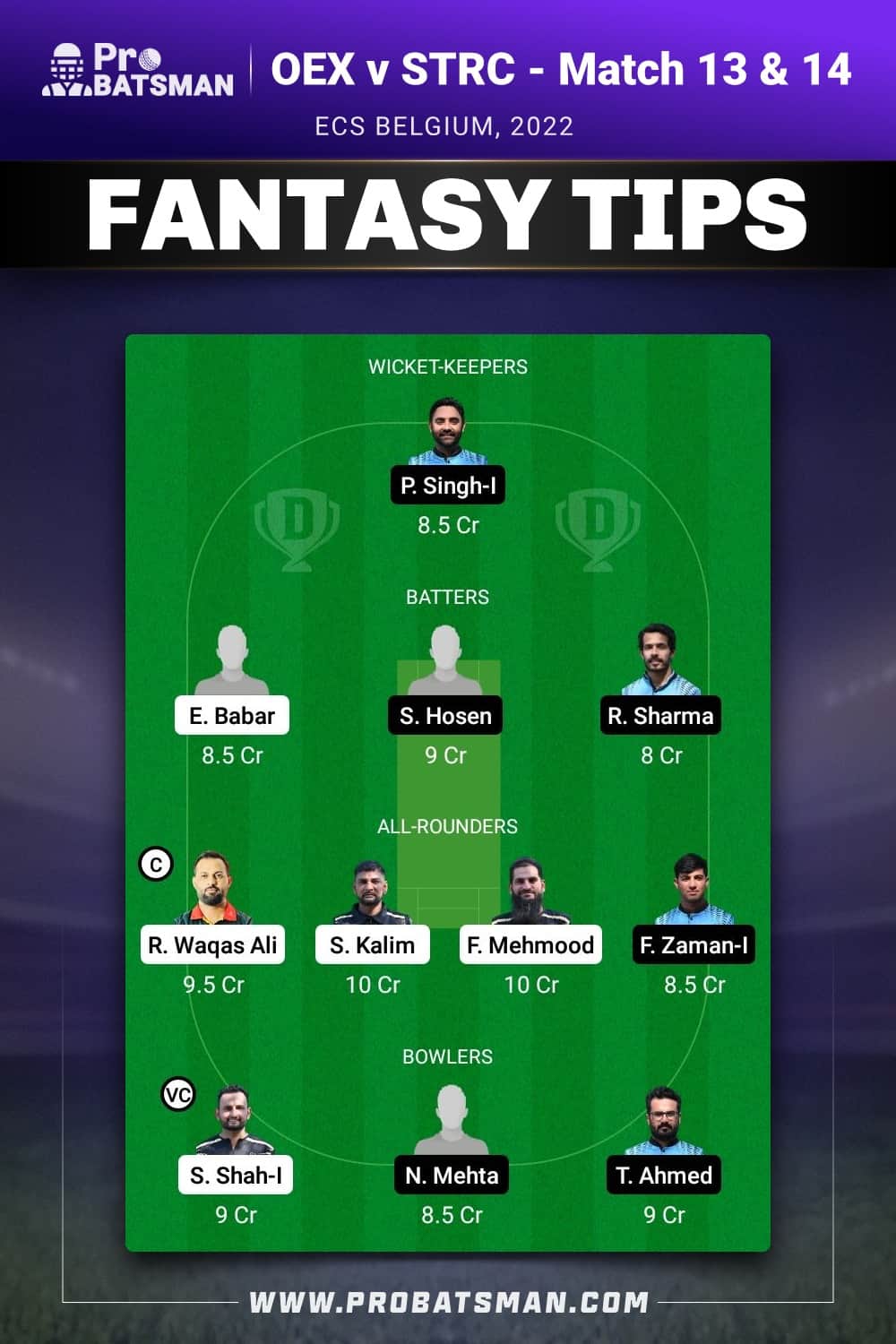 OEX vs STRC Dream11 Prediction - Fantasy Team 1