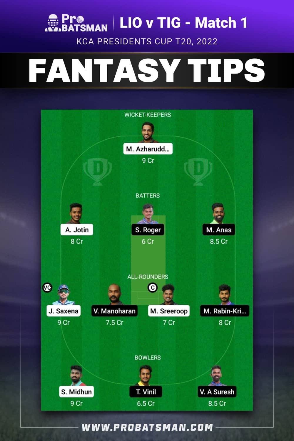 LIO vs TUS Dream11 Prediction - Fantasy Team 2