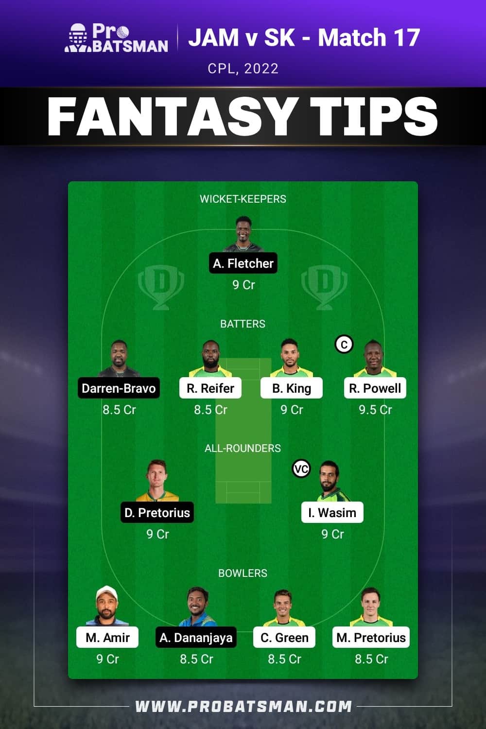 JAM vs SK Dream11 Prediction - Fantasy Team 2