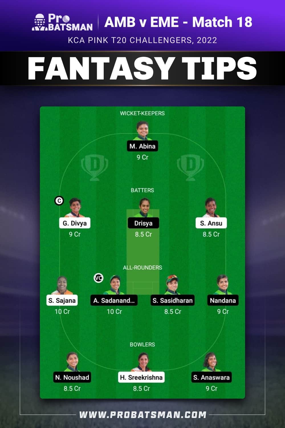 AMB vs EME Dream11 Prediction - Fantasy Team 2