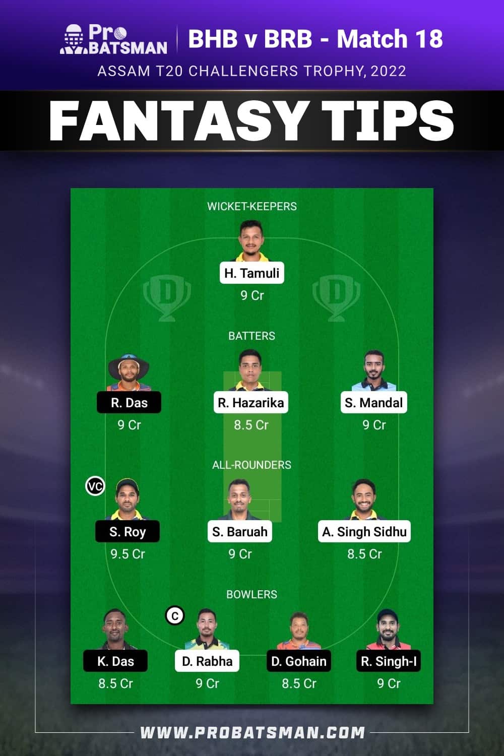 BHB vs BRB Dream11 Prediction - Fantasy Team 2