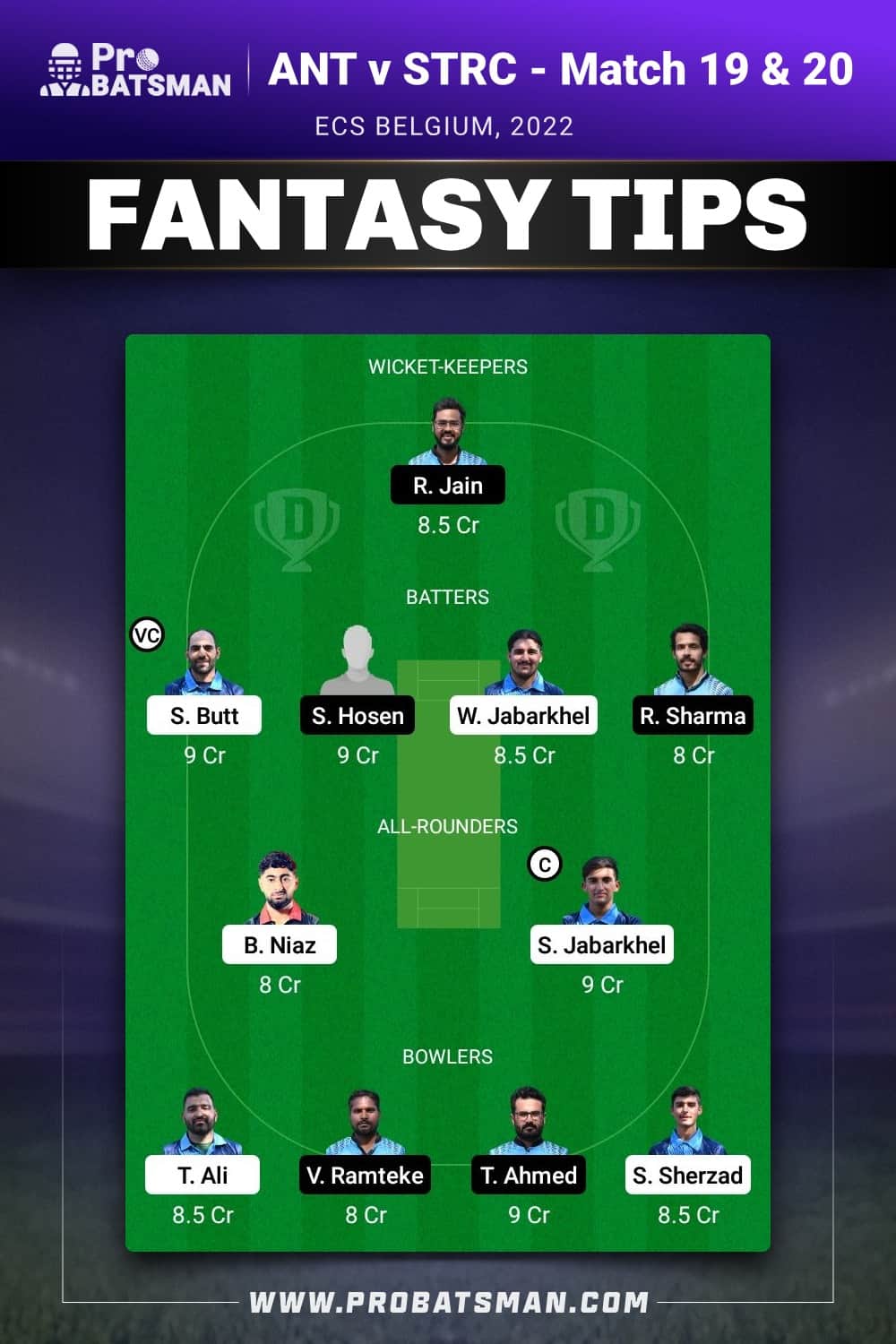 ANT vs STRC Dream11 Prediction - Fantasy Team 2