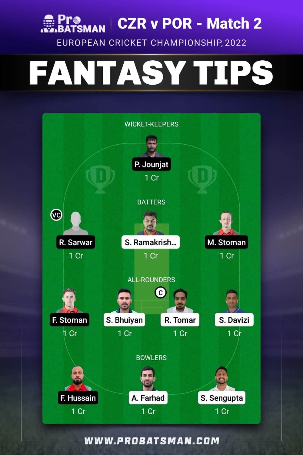 CZR vs POR Dream11 Prediction - Fantasy Team 2