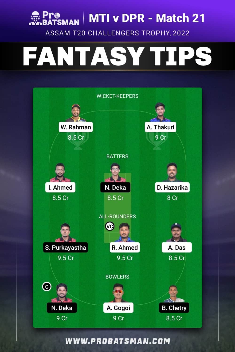 MTIMTI vs DPR Dream11 Prediction - Fantasy Team 2