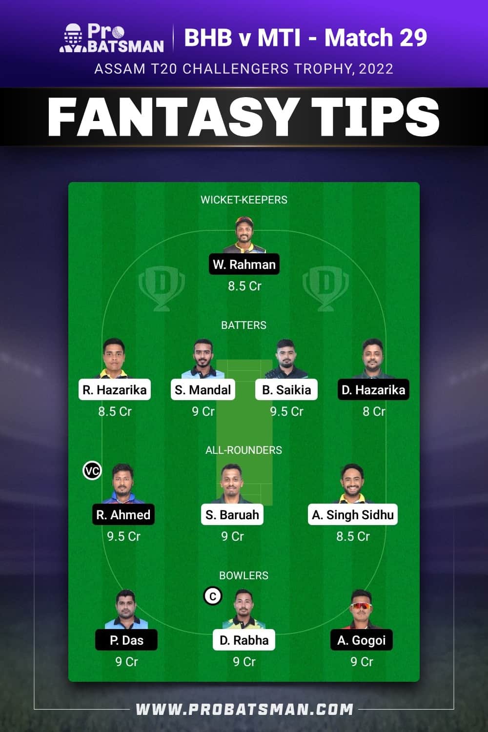 BHB vs MTI Dream11 Prediction - Fantasy Team 2