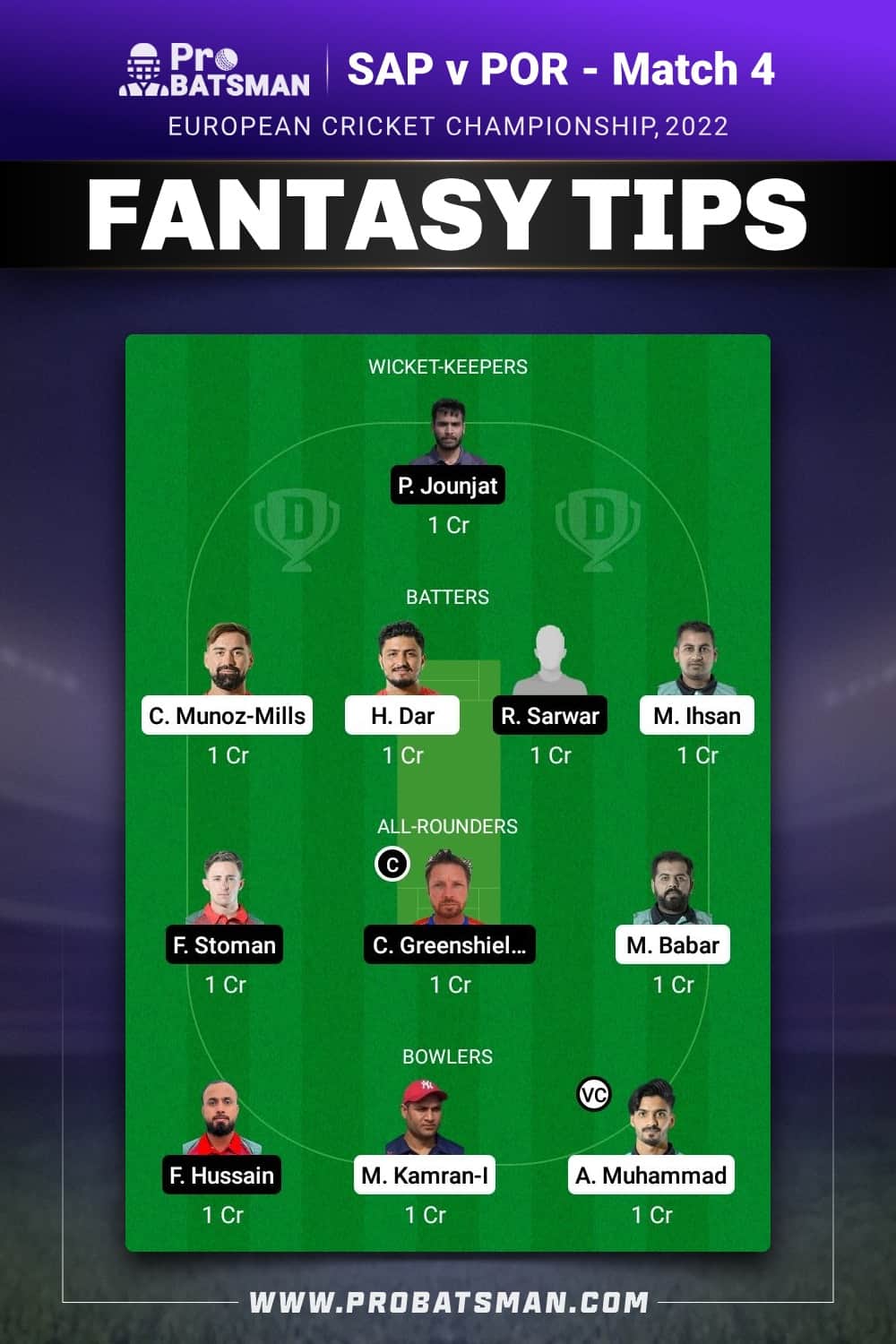 SPA vs POR Dream11 Prediction - Fantasy Team 2