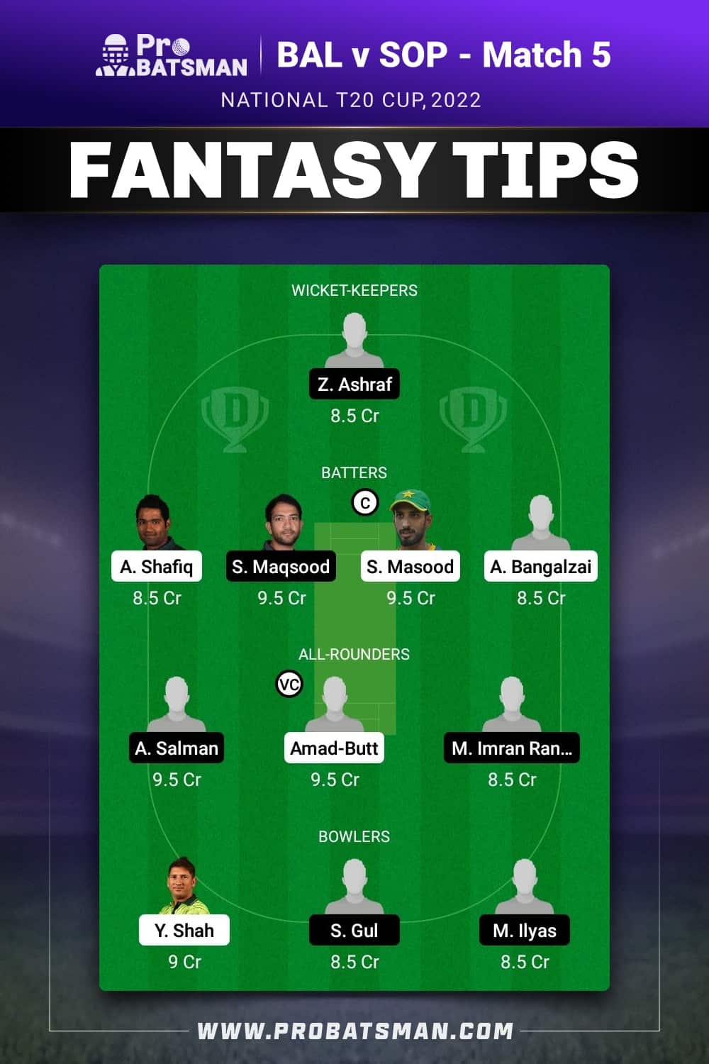 BAL vs SOP Dream11 Prediction - Fantasy Team 2