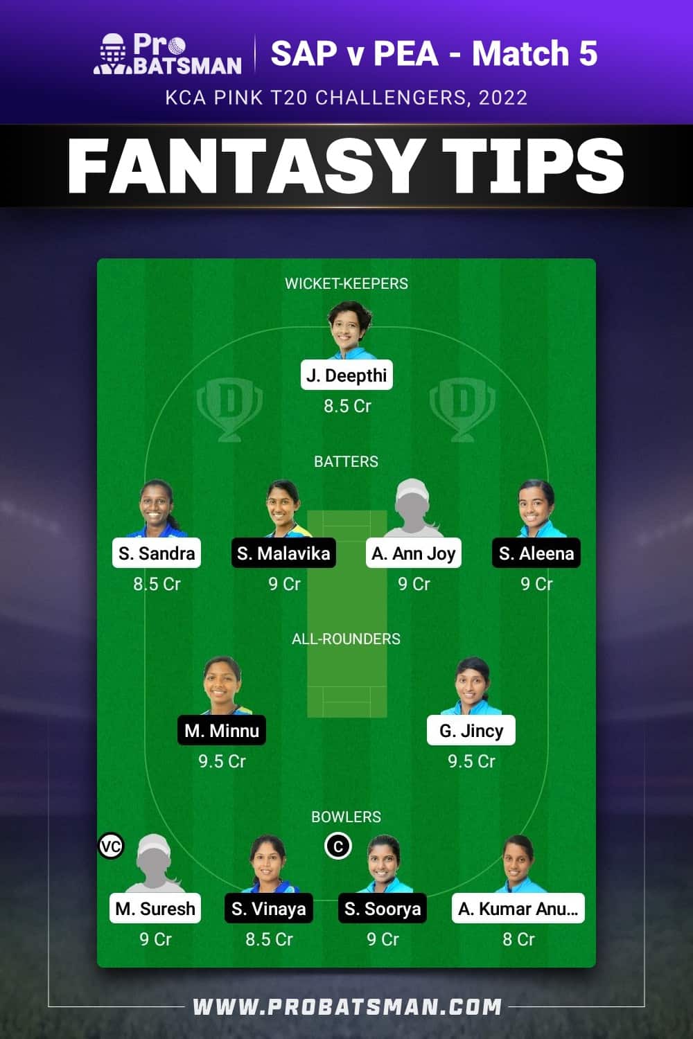 SAP vs PEA Dream11 Prediction - Fantasy Team 2