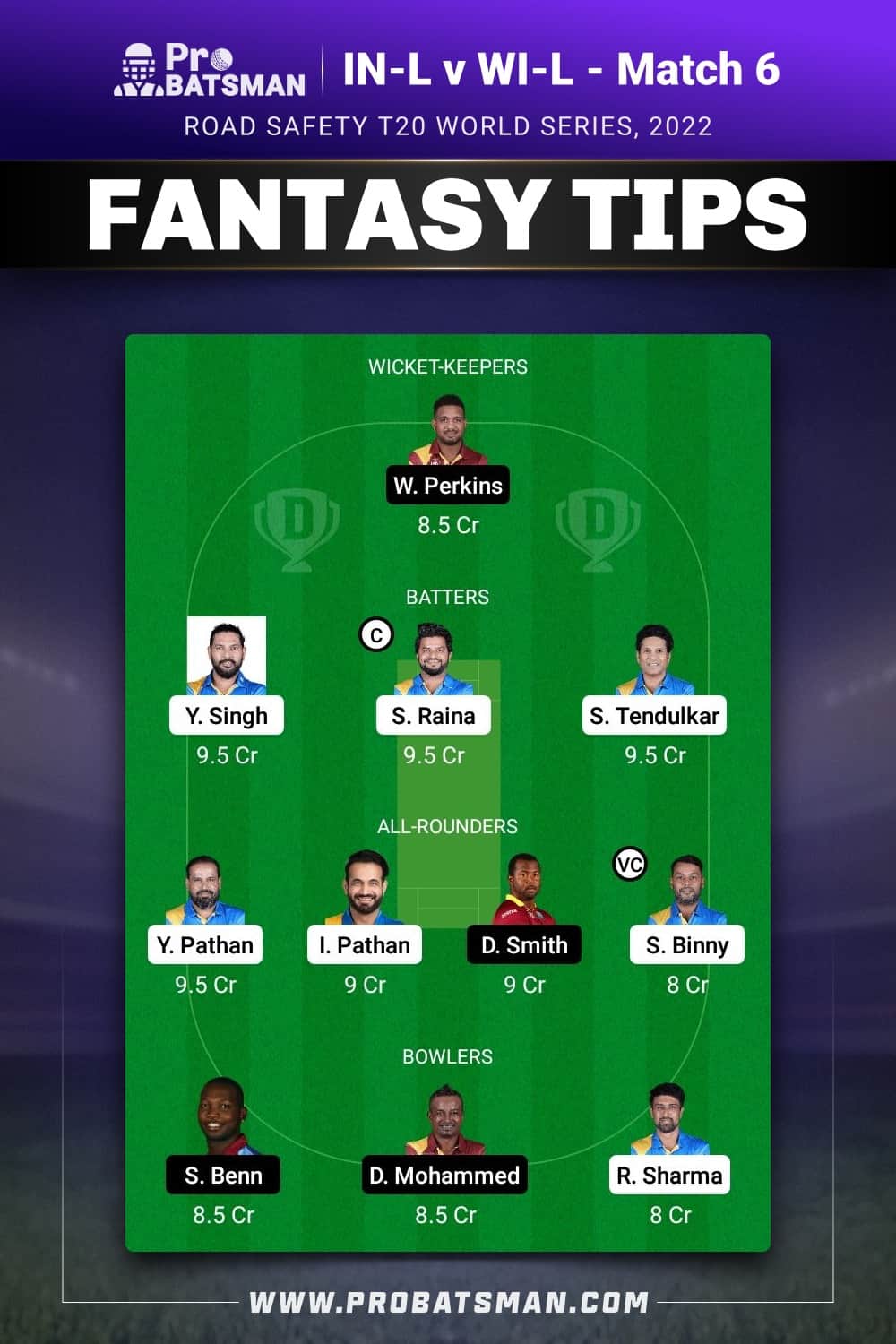 IN-L vs WI-L Dream11 Prediction - Fantasy Team 2