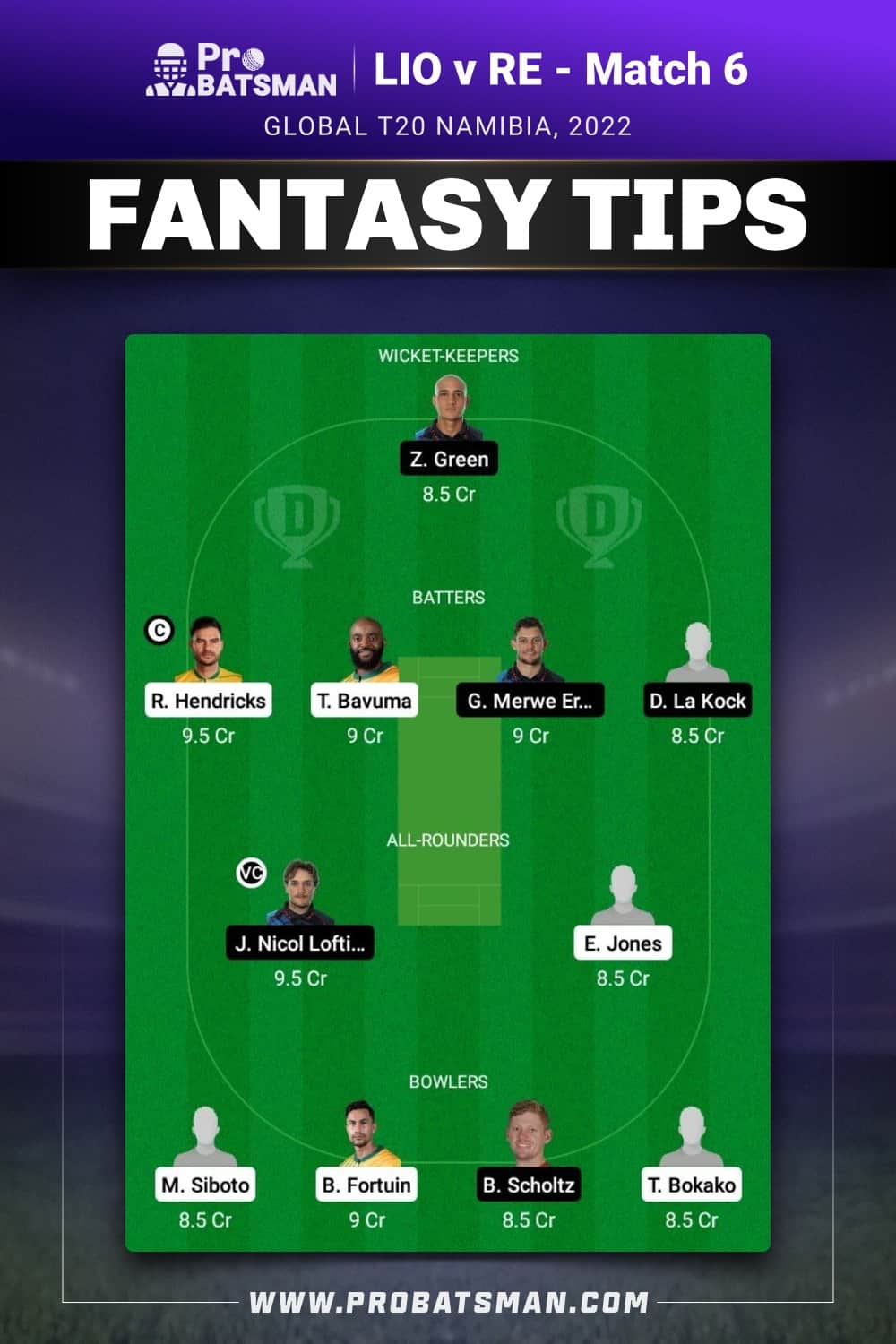 LIO vs RE Dream11 Prediction - Fantasy Team 1 LIO vs RE Dream11 Prediction - Fantasy Team 1