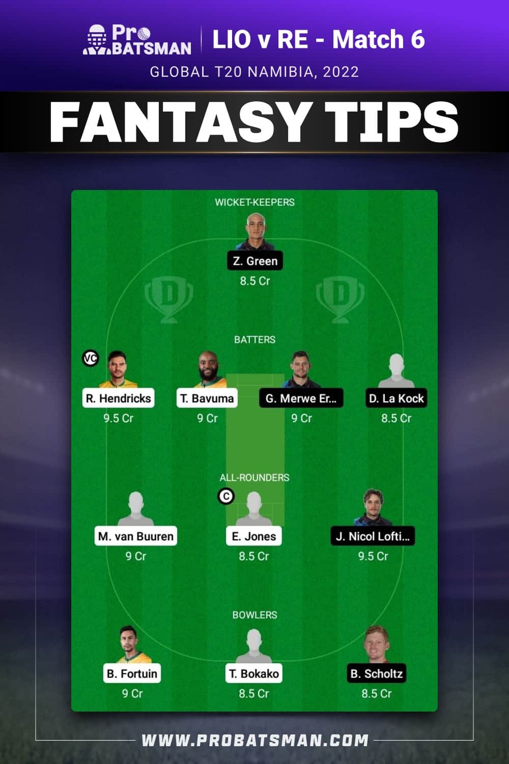LIO vs RE Dream11 Prediction - Fantasy Team 2 LIO vs RE Dream11 Prediction - Fantasy Team 2