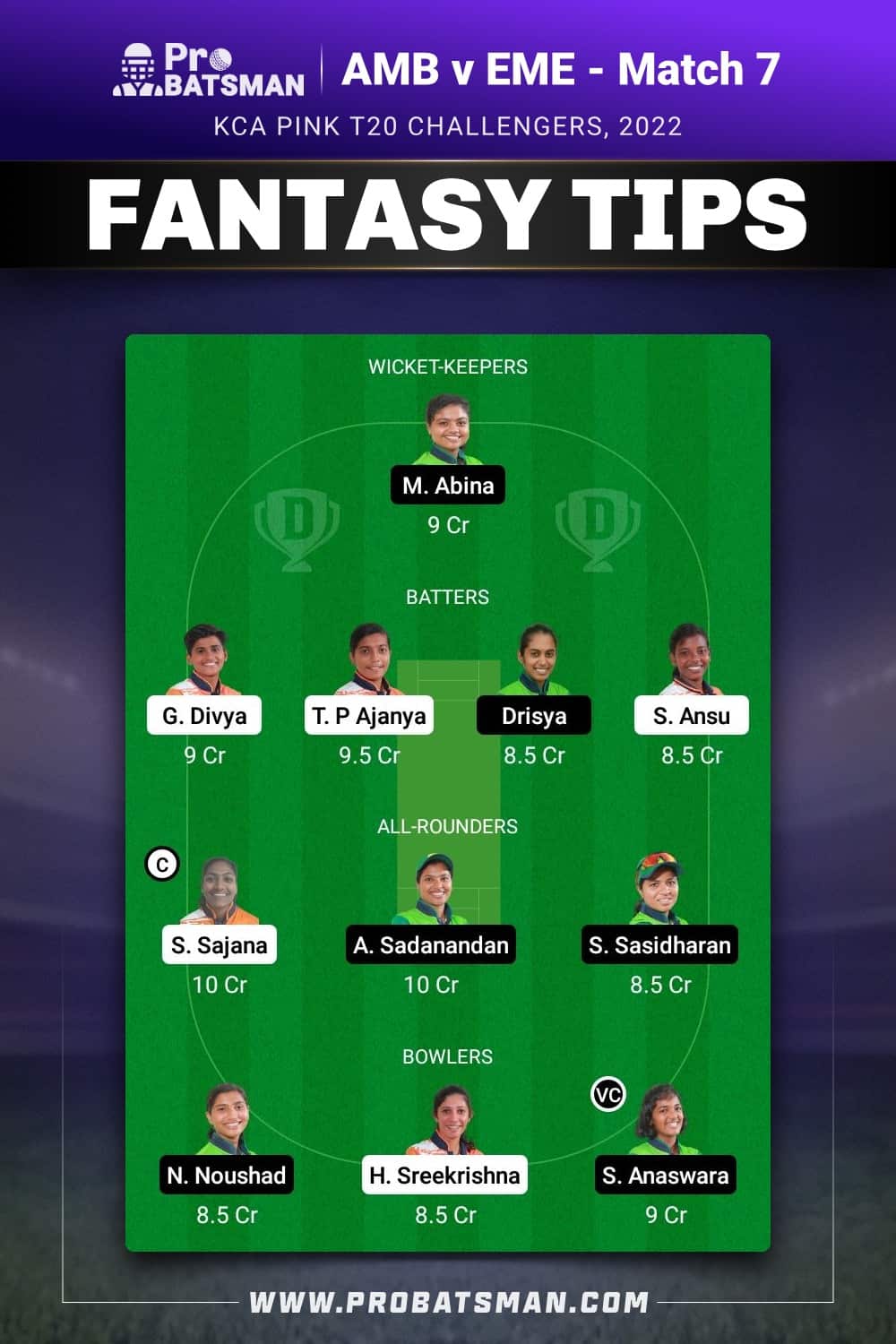 AMB vs EME Dream11 Prediction - Fantasy Team 2