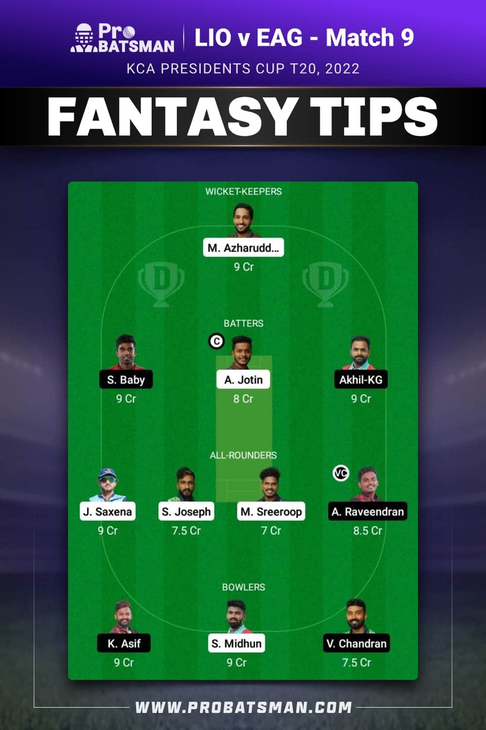 LIO vs EAG Dream11 Prediction - Fantasy Team 2 LIO vs EAG Dream11 Prediction - Fantasy Team 2