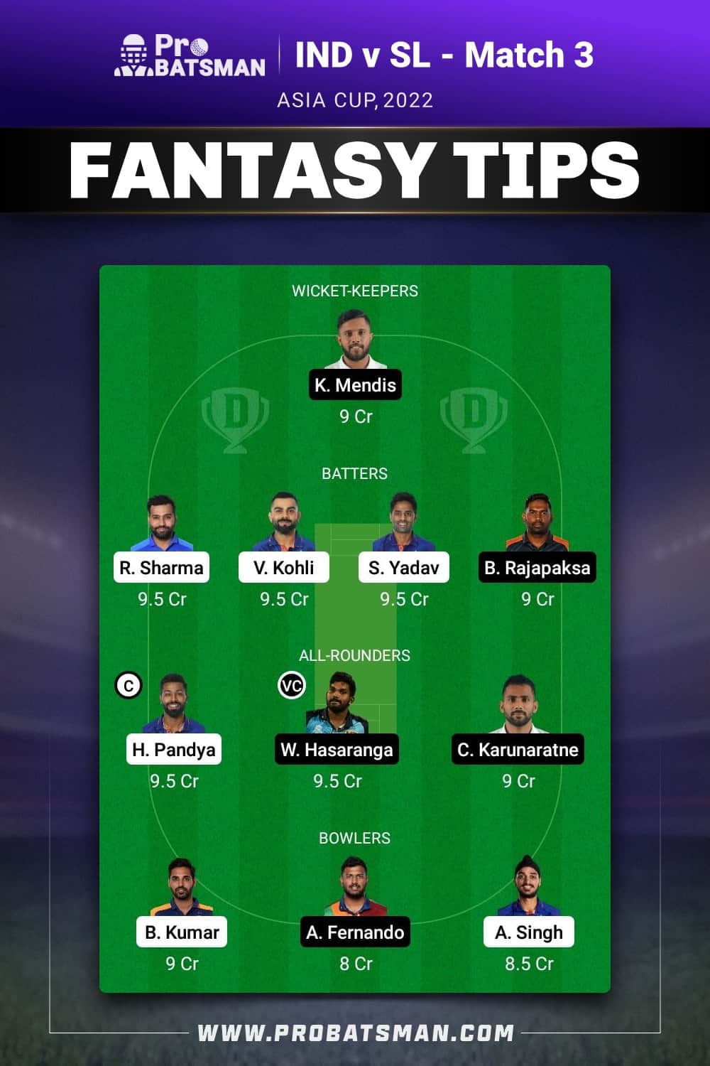 IND vs SL Dream11 Prediction - Fantasy Team 2