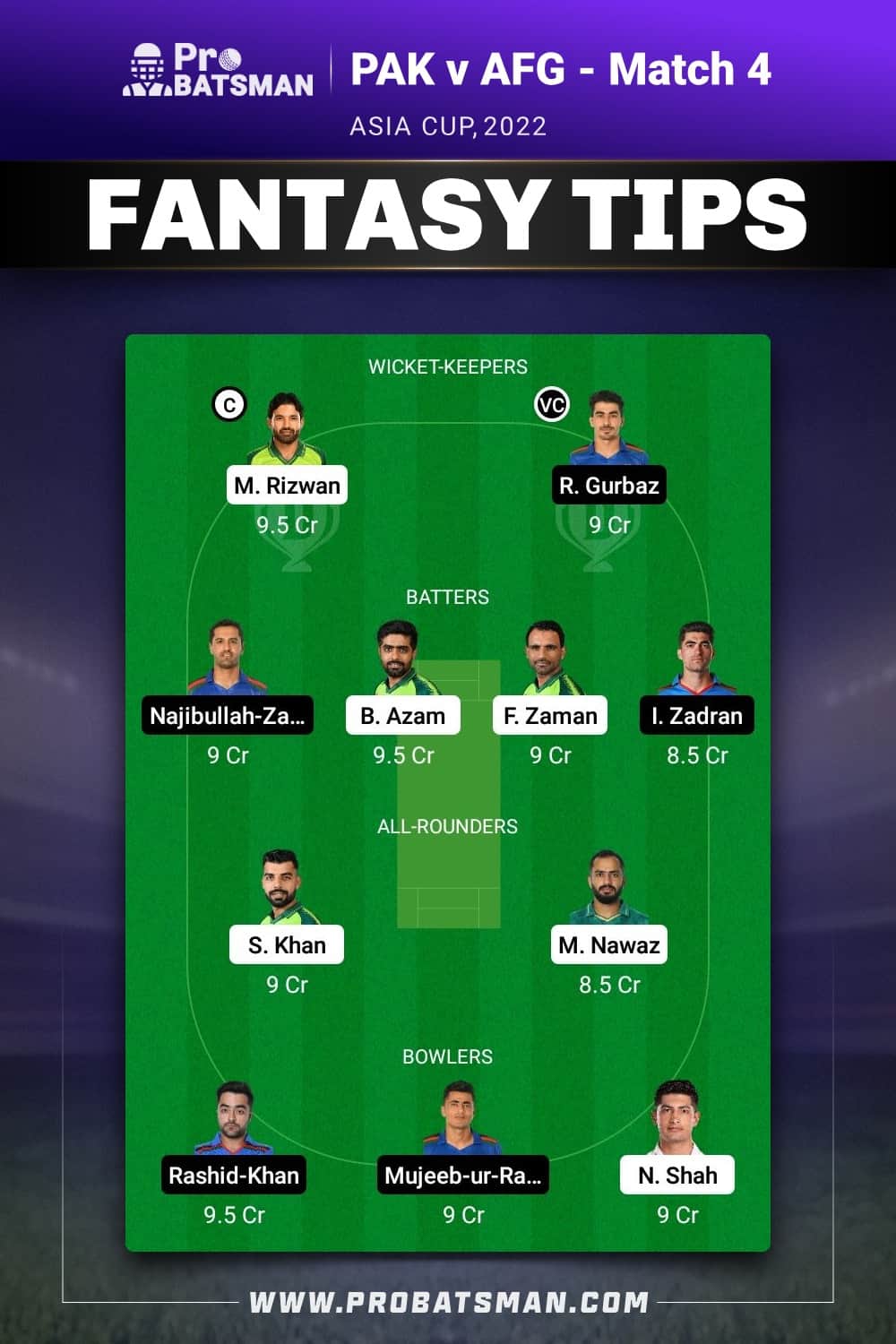 PAK vs AFG Dream11 Prediction - Fantasy Team 2