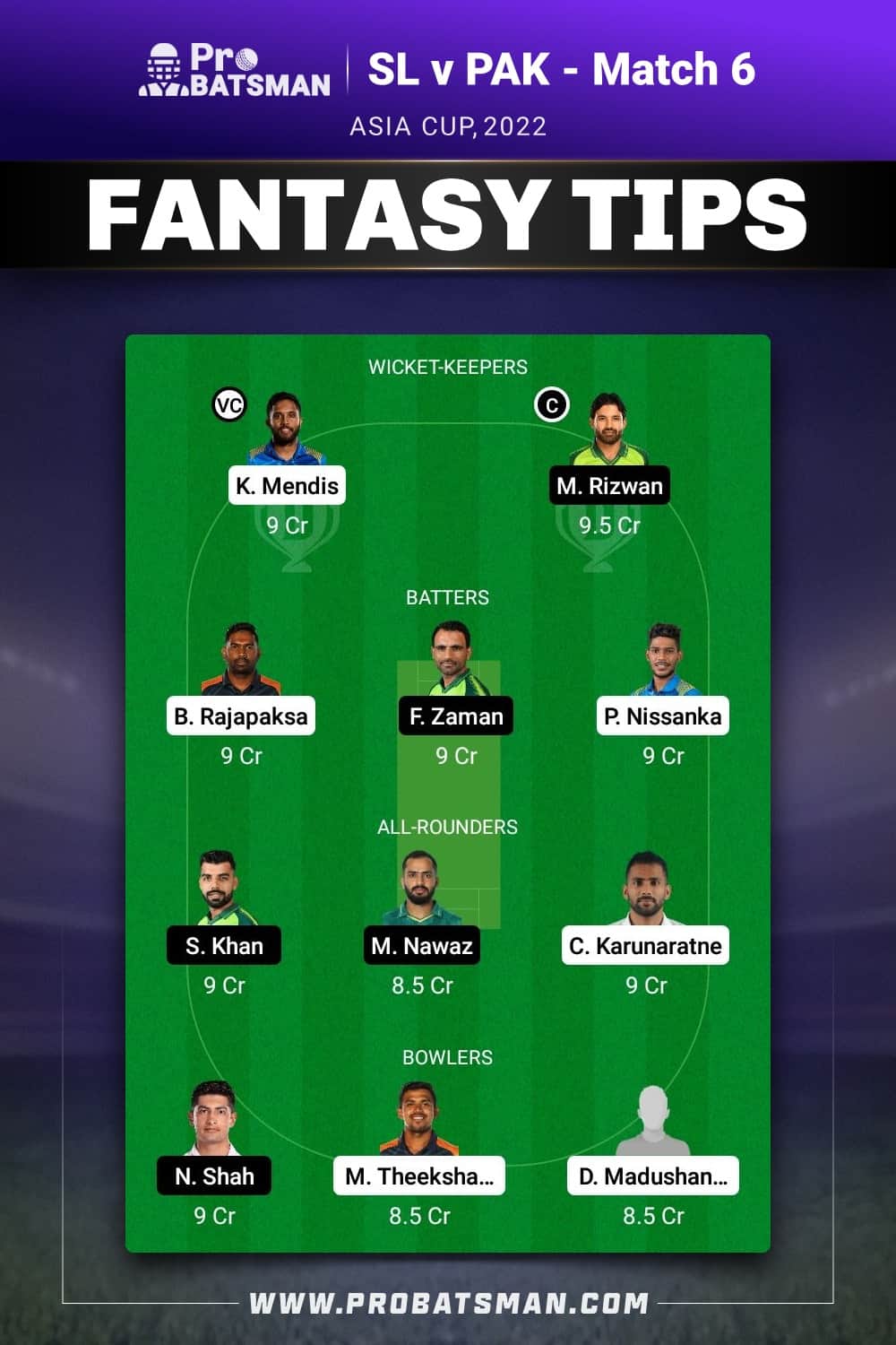 SL vs PAK Dream11 Prediction - Fantasy Team 1 SL vs PAK Dream11 Prediction - Fantasy Team 1
