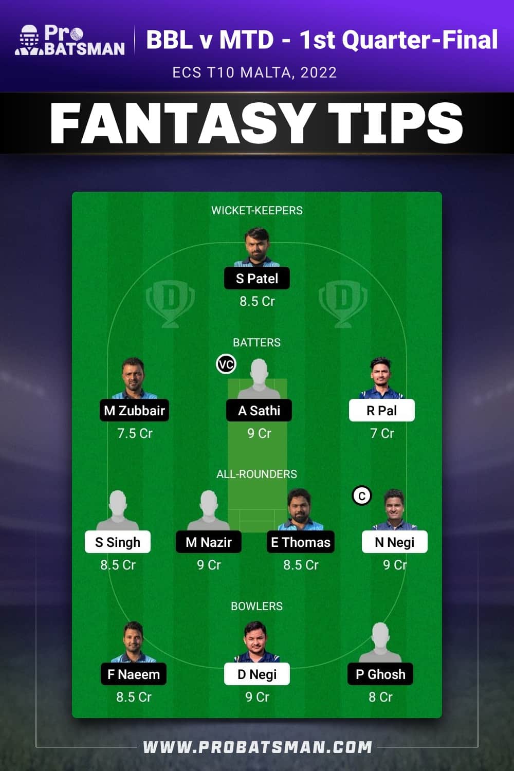 BBL vs MTD Dream11 Prediction - Fantasy Team 2