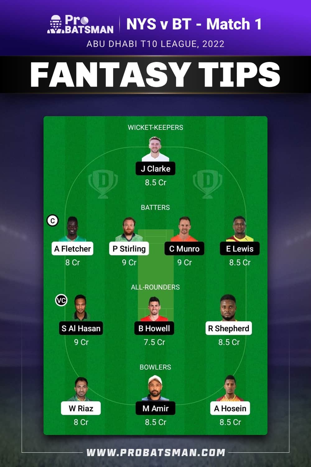 NYS vs BT Dream11 Prediction - Fantasy Team 2