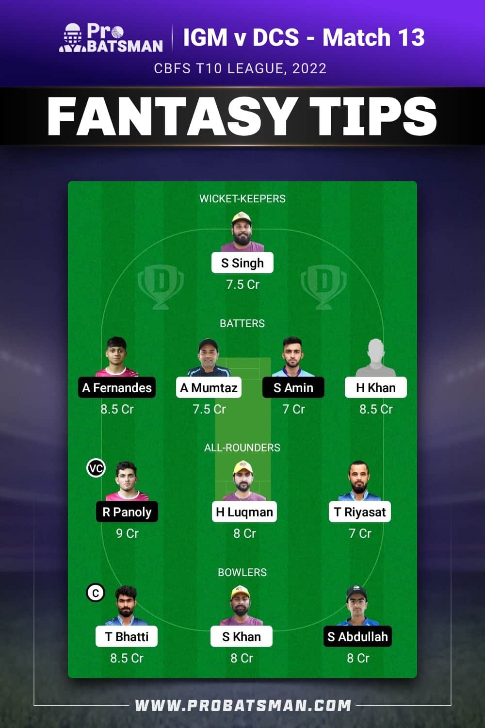 IGM vs DCS Dream11 Prediction - Fantasy Team 2