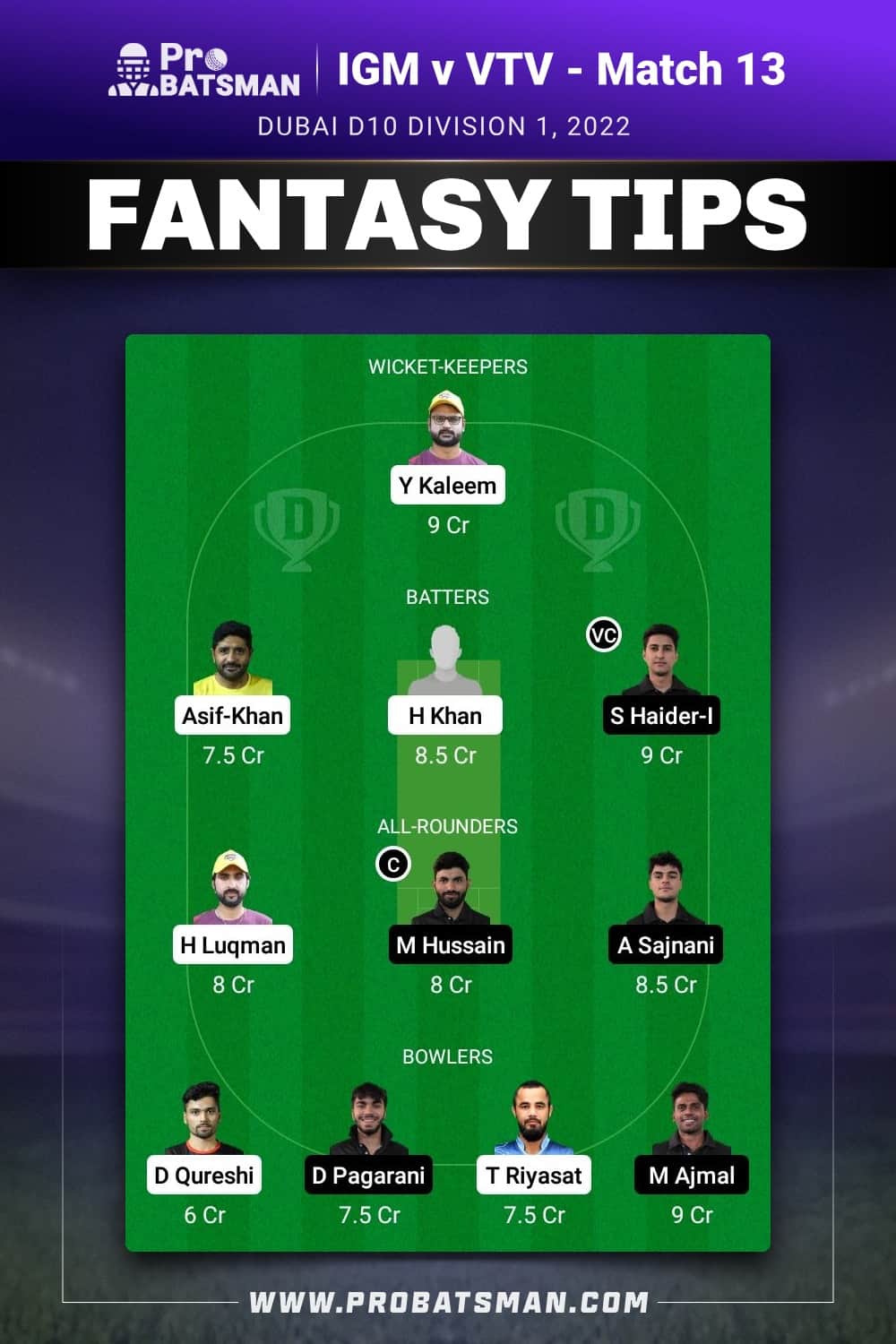 IGM vs VTV Dream11 Prediction - Fantasy Team 2