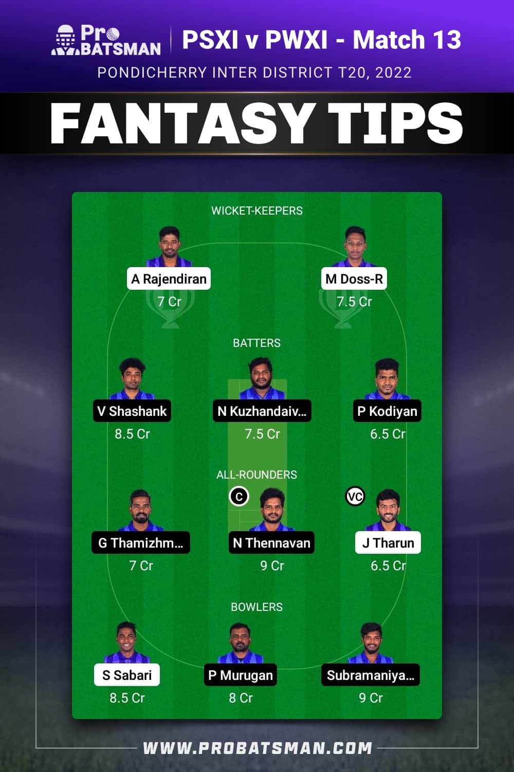 PSXI vs PWXI Dream11 Prediction - Fantasy Team 1