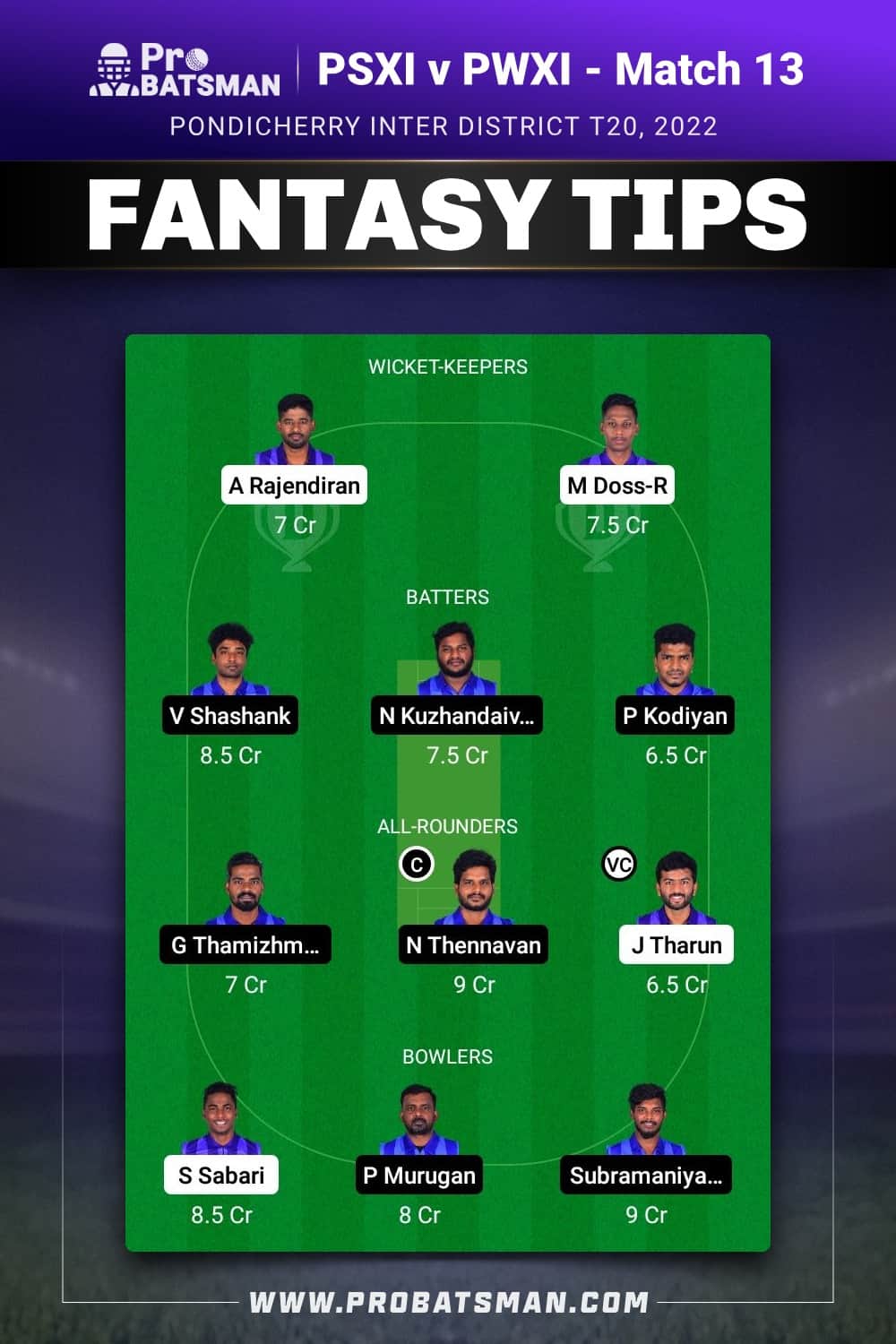 PSXI vs PWXI Dream11 Prediction - Fantasy Team 1