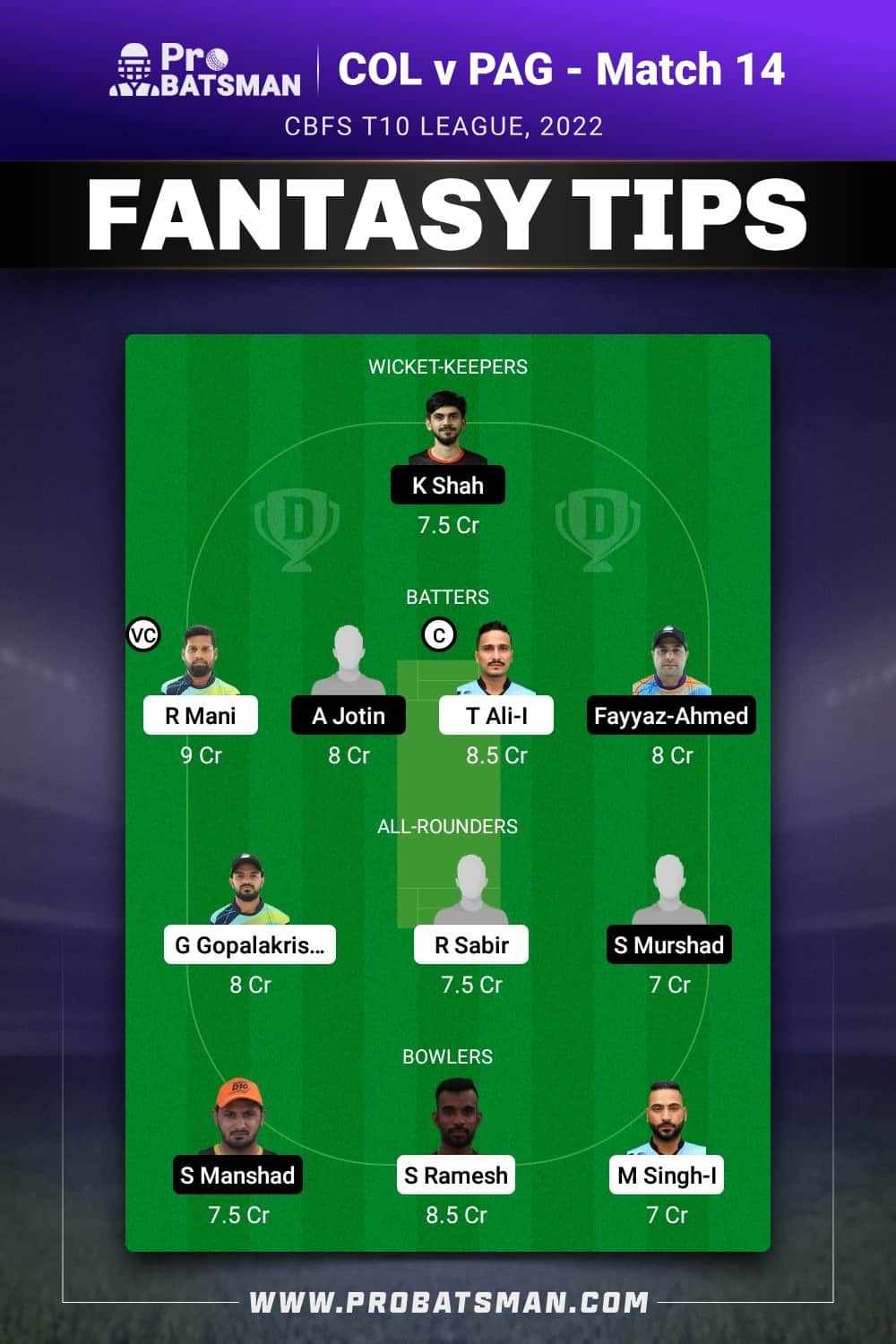 COL vs PAG Dream11 Prediction - Fantasy Team 2 COL vs PAG Dream11 Prediction - Fantasy Team 2